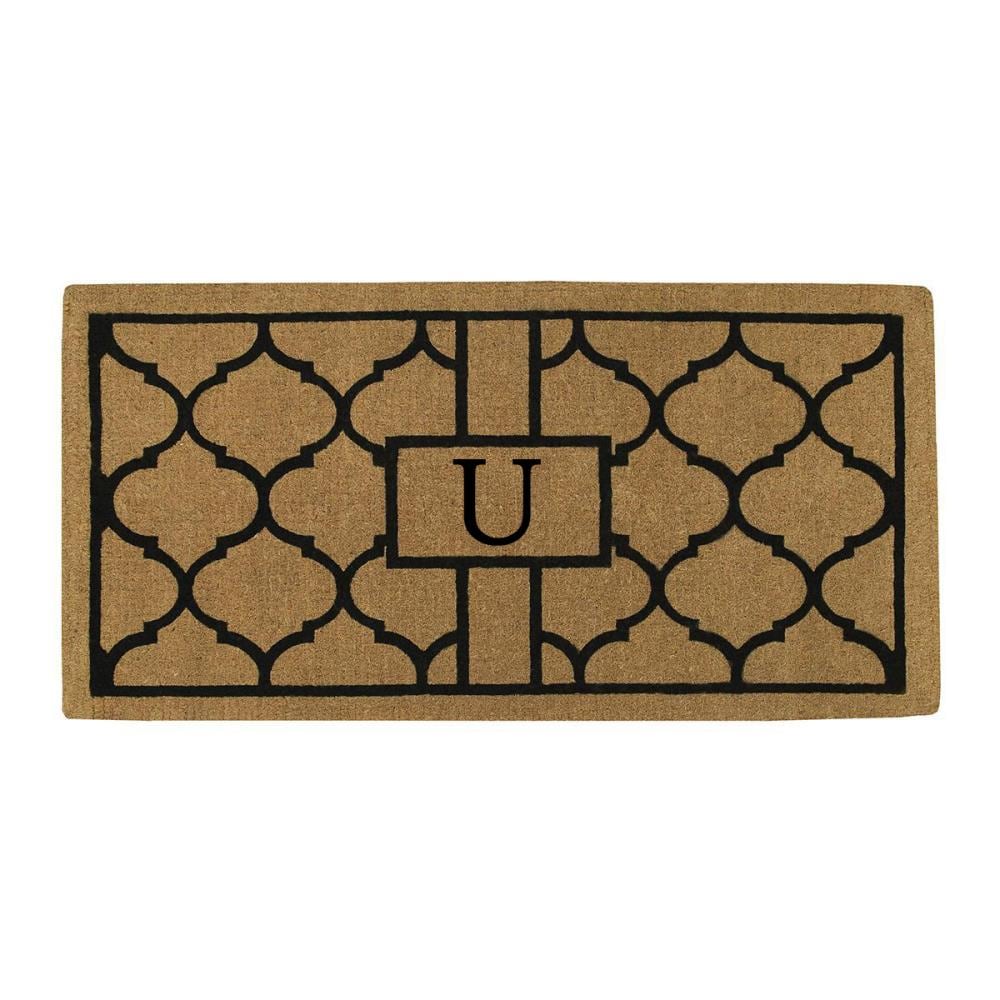 Callowaymills 180083672U 36-in x 72-in Natural/Black Coir Non-Slip Grip Indoor or outdoor Decorative Door Mat