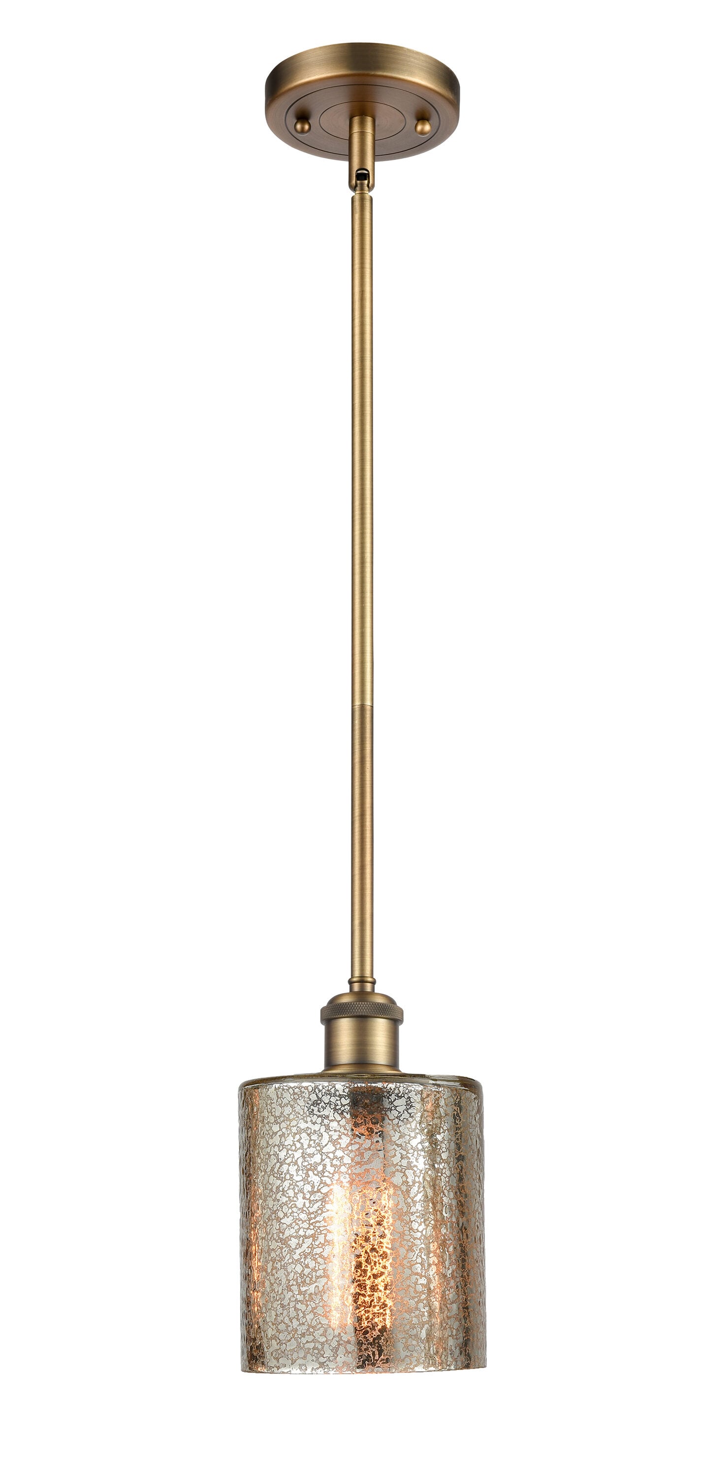 Innovations Lighting 516-1S-BB-G116 Cobbleskill 1 -Light Brushed Brass Industrial Mercury glass Drum Mini Hanging Pendant light