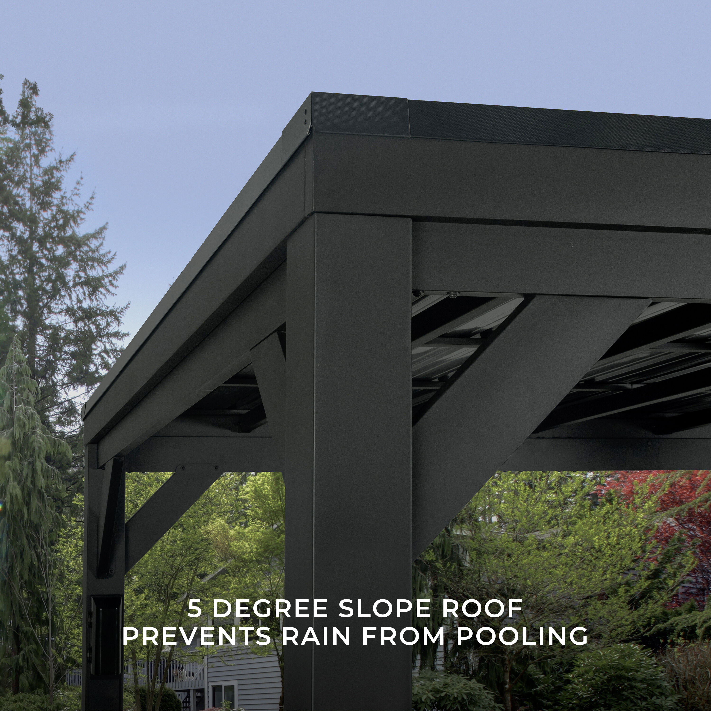 Stonebridge Black Galvanized Steel 20x9.5 Gazebo with Sloped Roof