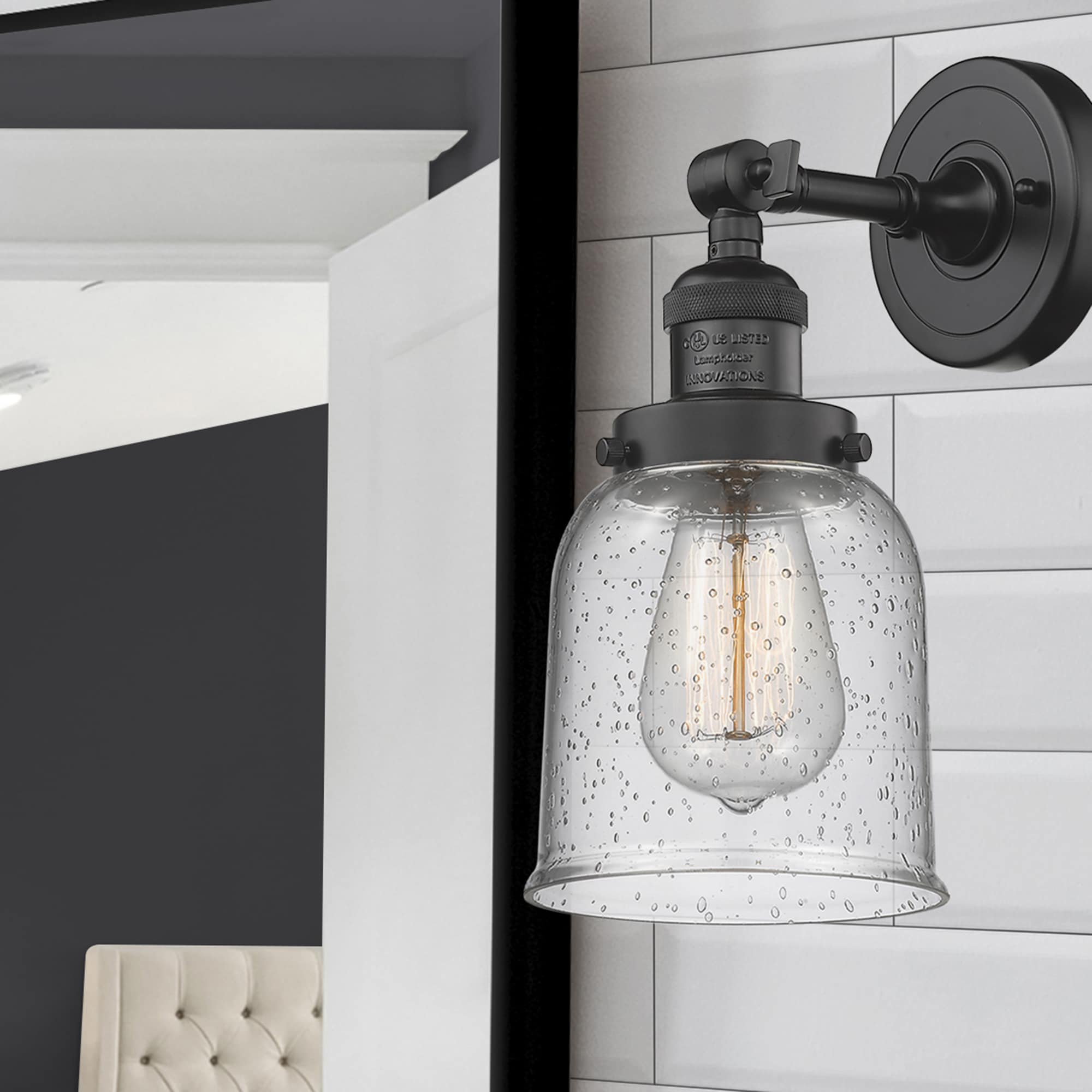 Innovations Lighting 203-OB-G54 Bell 5-in W 1 -Light Oil-rubbed Bronze Industrial Wall Sconce