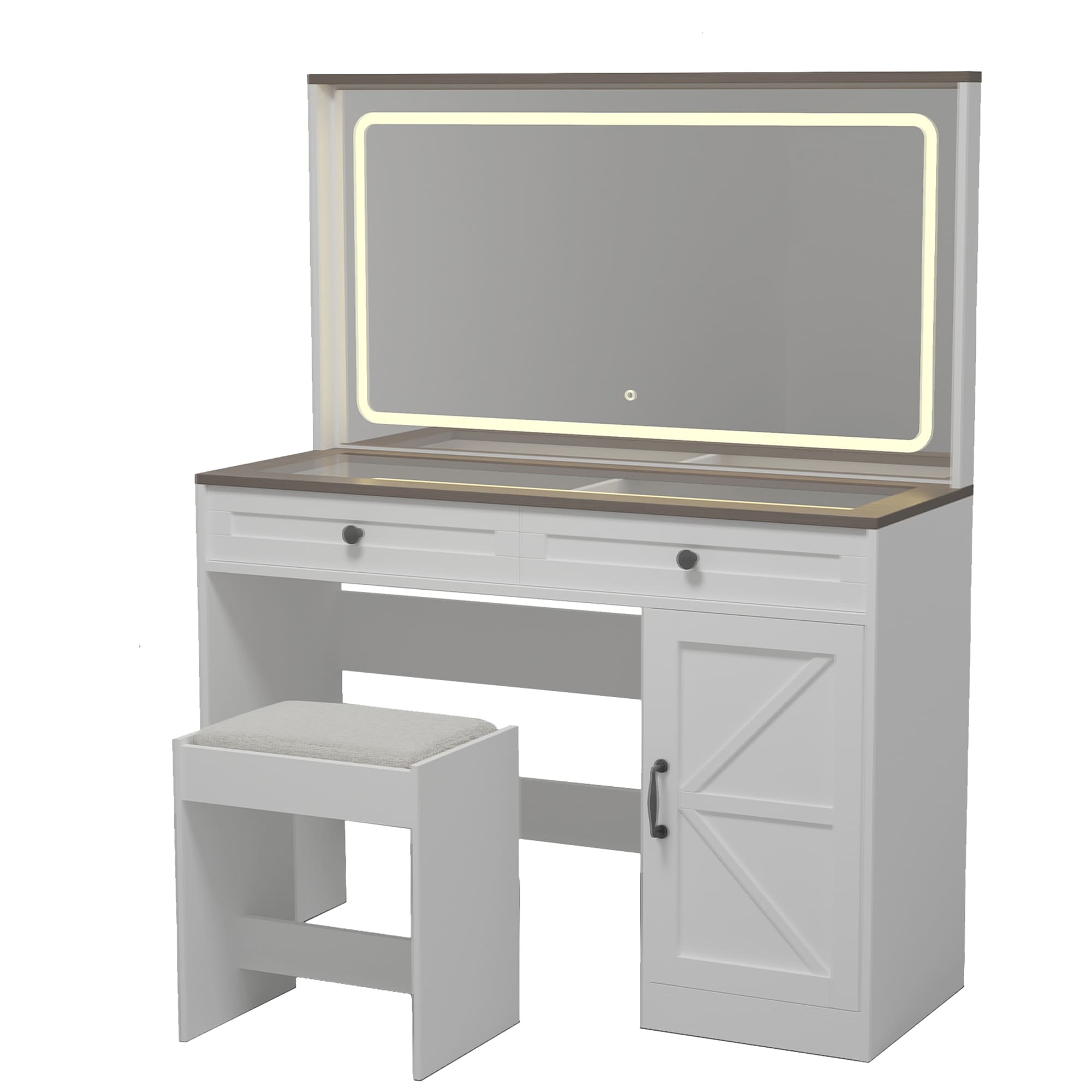 SINOFURN SYD250012WT 43.3-Inches White Makeup Vanity
