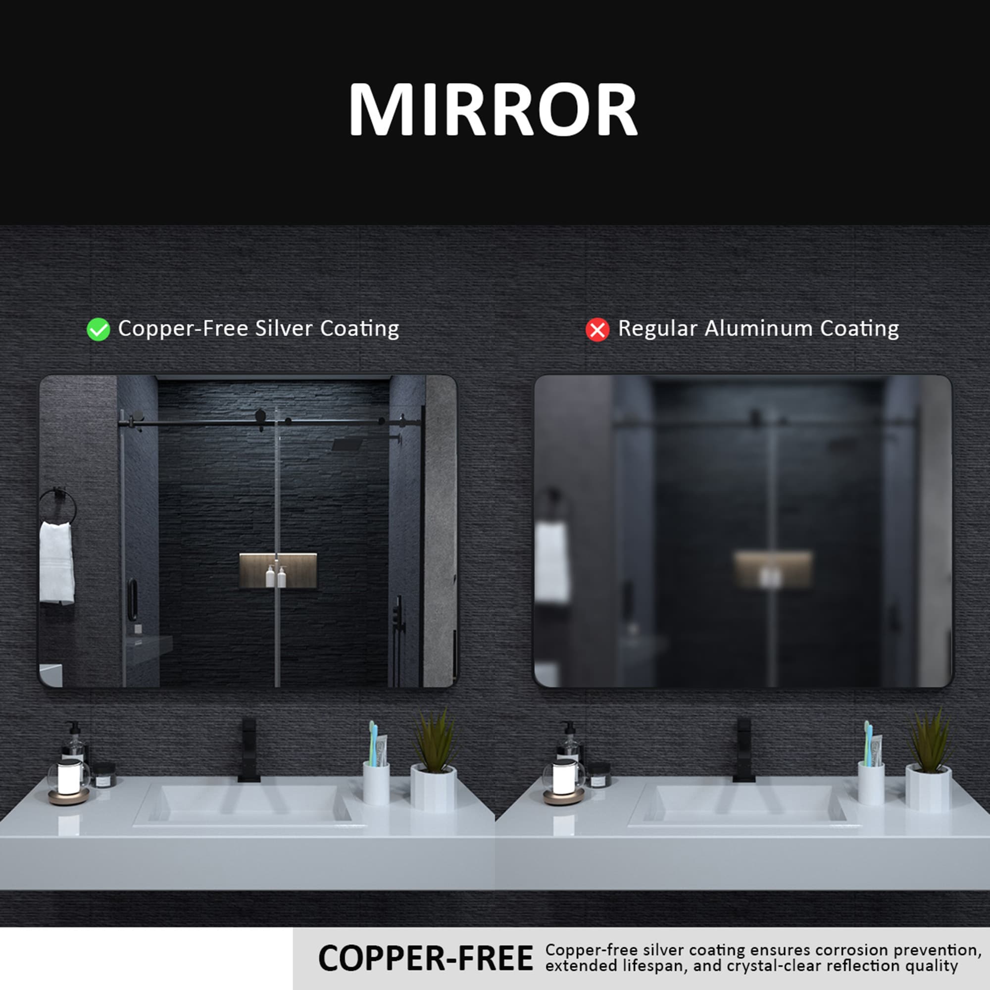 ExBrite FUBM6036MB Framed-Bath-Mirrors - View #5