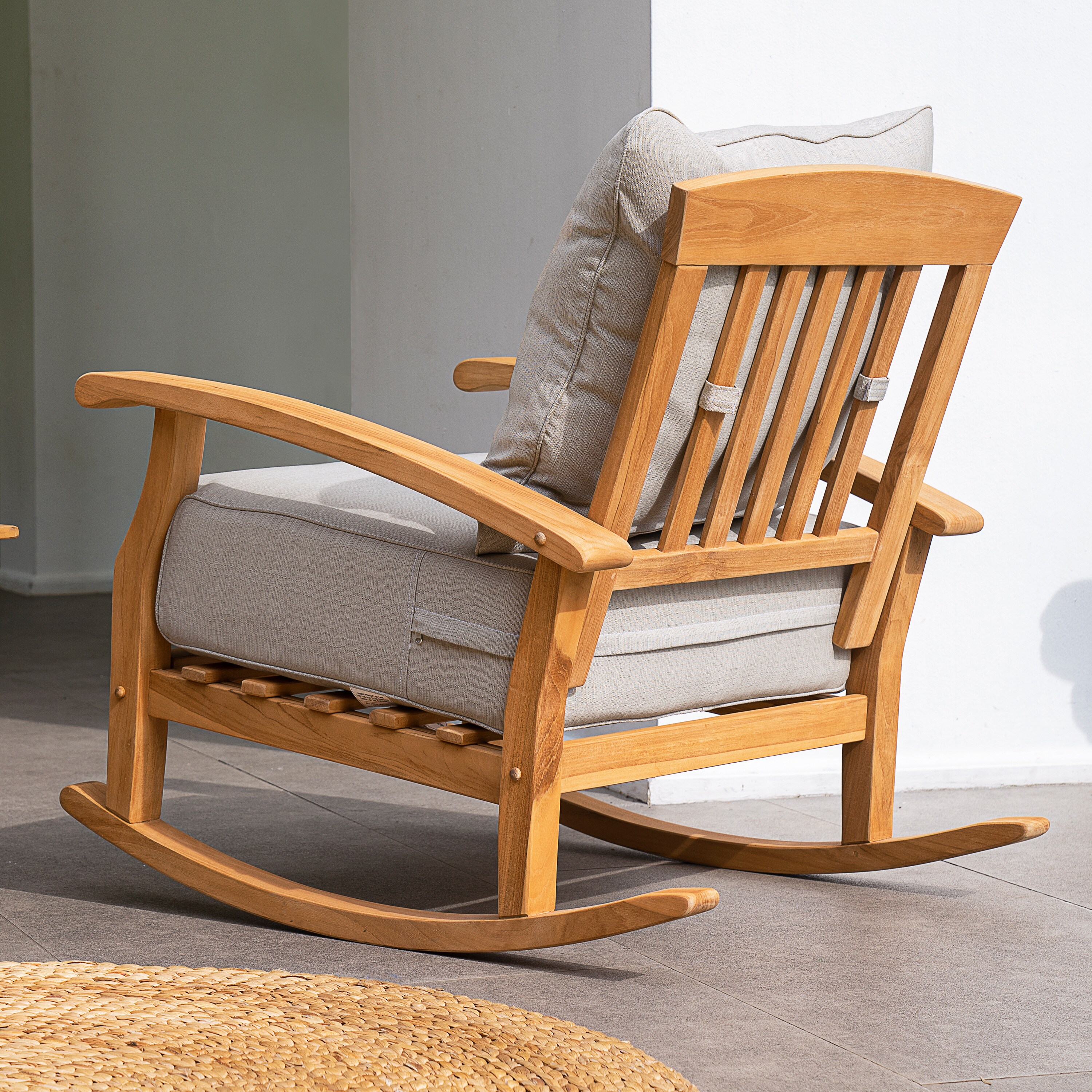 Cambridge Casual Auburn Natural Teak Wood Frame Rocking