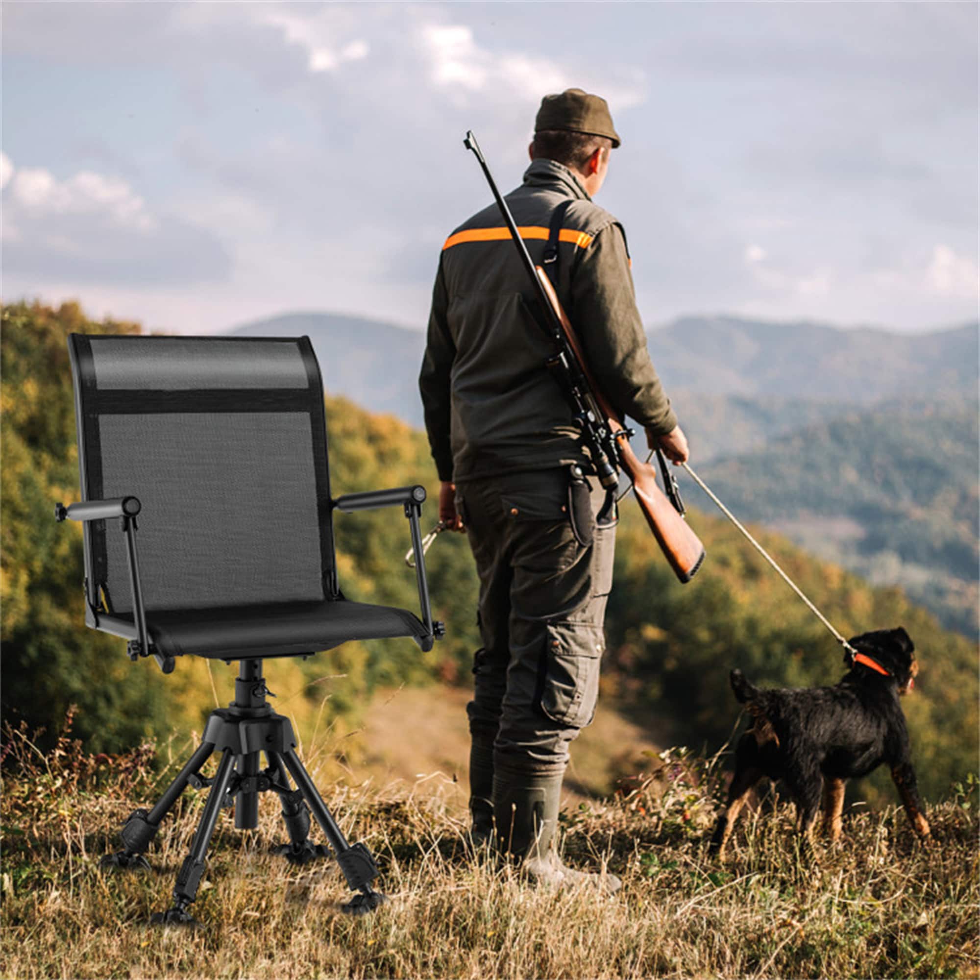 BABOOM BOM-10762DK-CO Nylon Black Folding Camping chair Adjustable and Carrying Strap/Handle Included