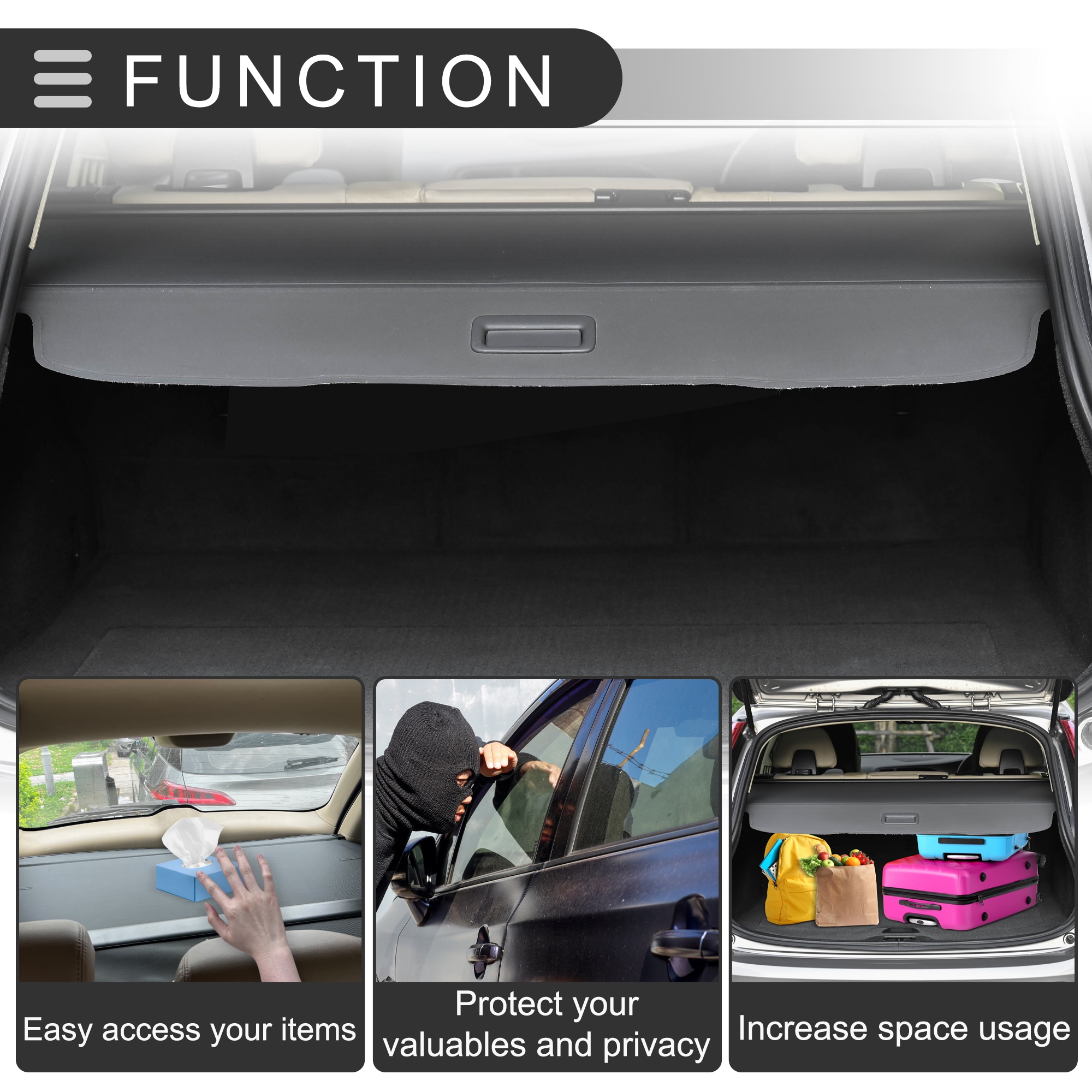 Unique Bargains Car Trunk Retractable Cargo Cover for Toyota 4Runner ...