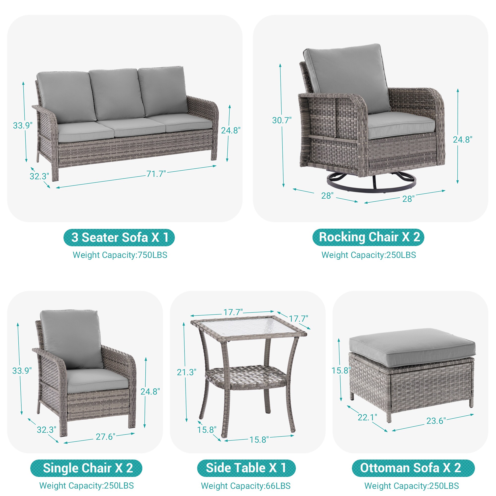 Sonkuki SD-AB-HGY-952RT3 Patio-Conversation-Sets - View #3