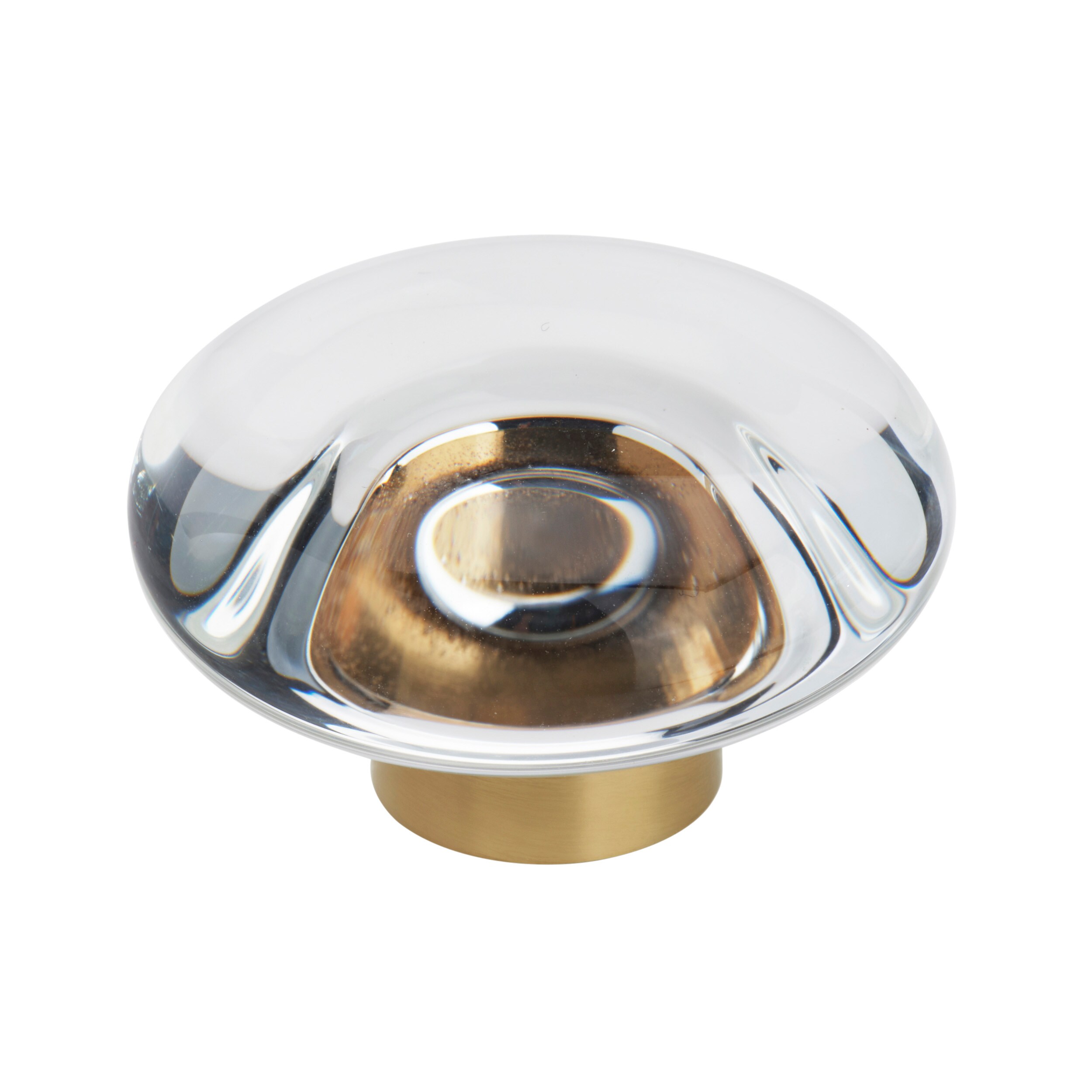 Clear and Bronze Round Glass Cabinet Knob with Mounting Hardware