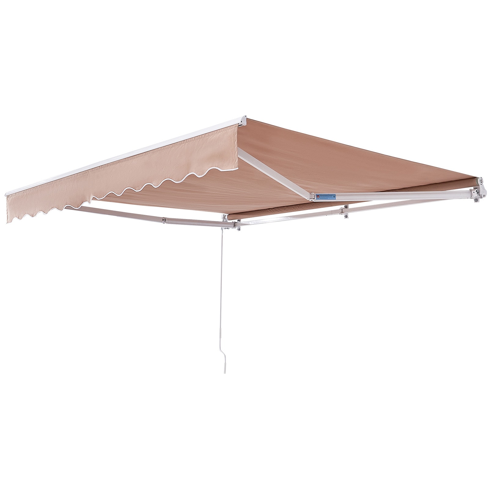 GIVIMO Manual Retractable Patio Awning 12-ft x 10-ft Water-Resistant Polyester Outdoor Sun Shade with Crank Handle UV80+ Backyard Deck Window Door Canopy