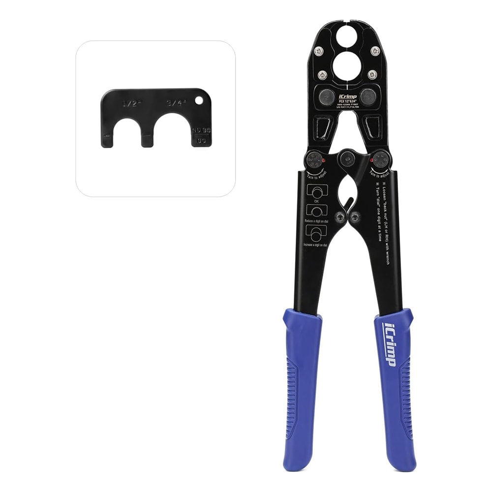 IWISS IWS-1234N Pex Pipe Crimping Tool, Plumbing Tool with Convertible 1/2 and 3/4 Jaws for Copper Ring