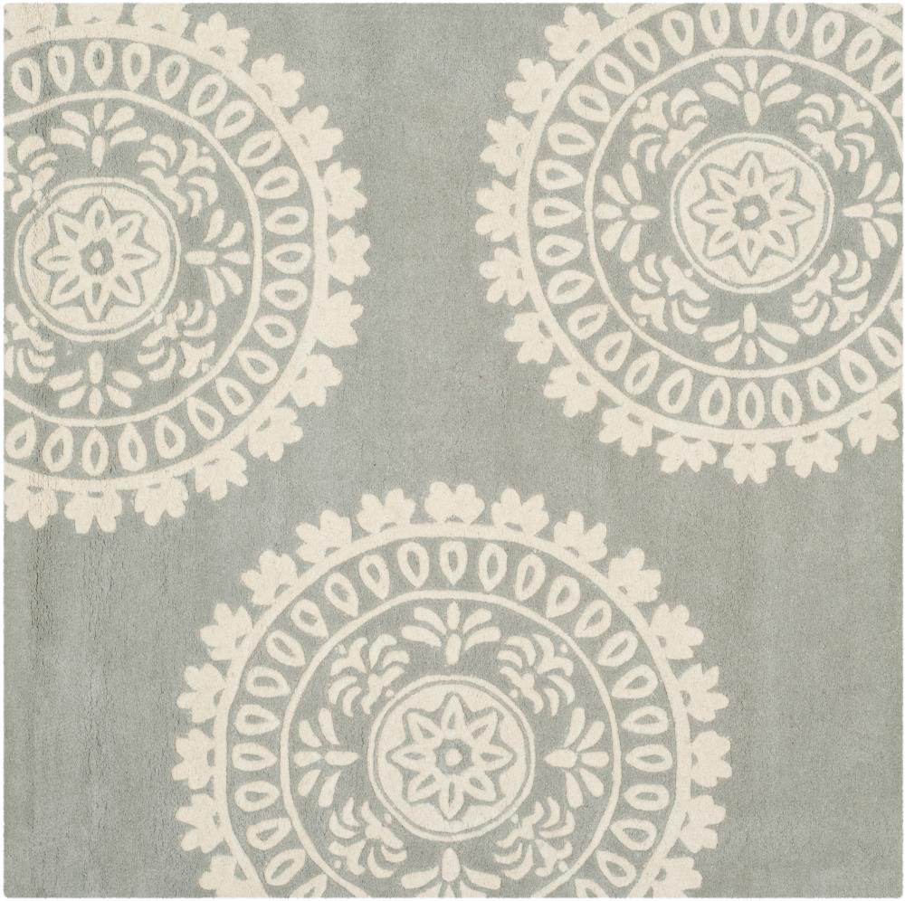 Bella Gray and Ivory Hand-Tufted Wool Square Area Rug