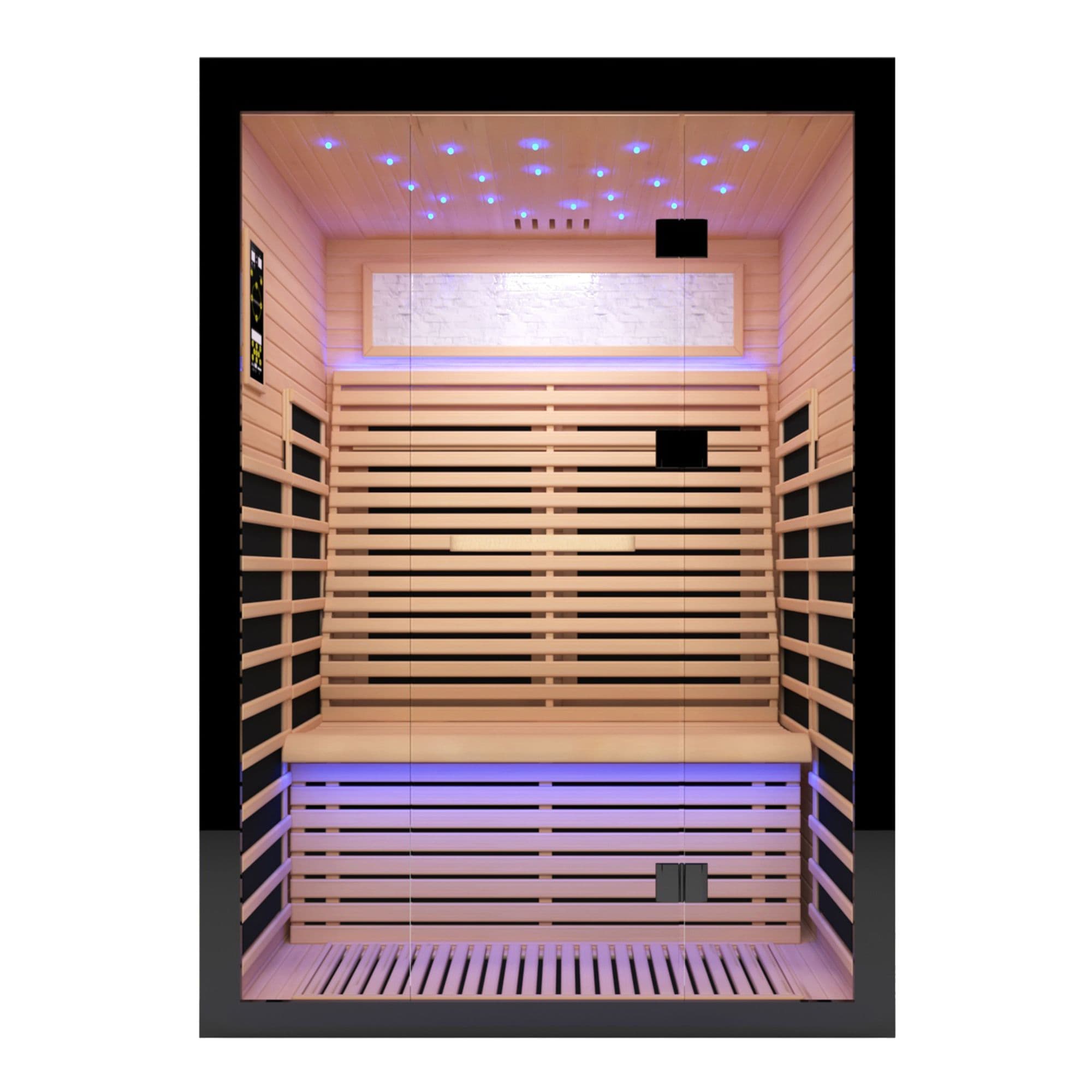 Xspracer  2-Person Indoor Canadian Hemlock Luxury Far Infrared Sauna with 8-Heating Panels and Chromotherapy Lights