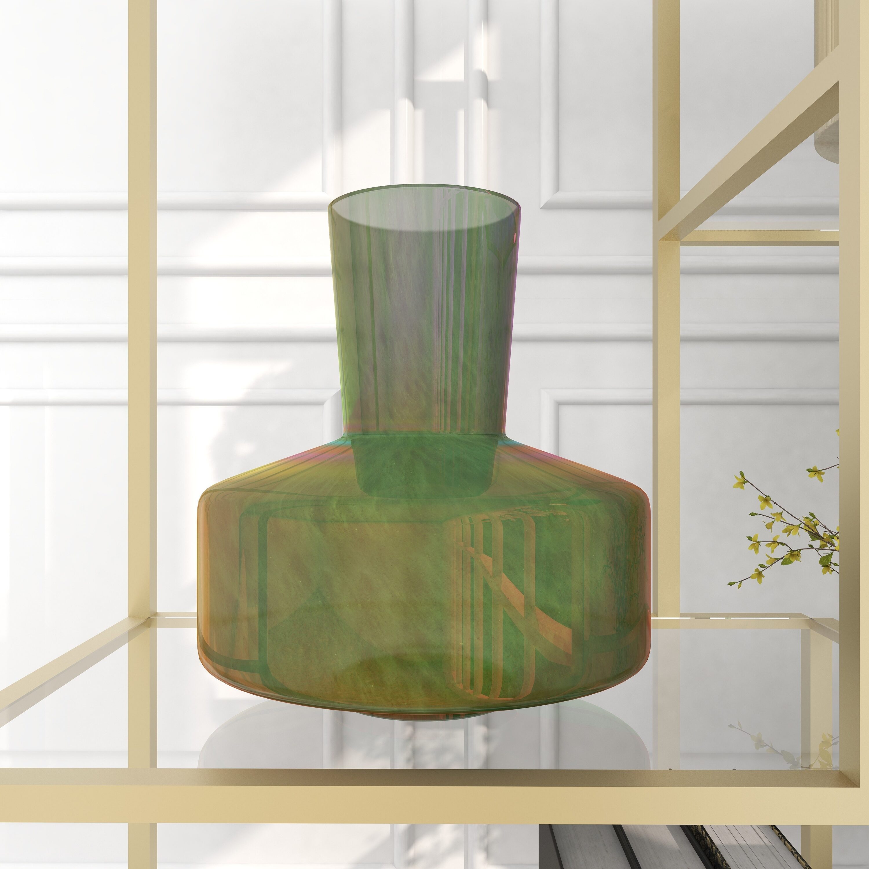 12'' Green Glass Abstract Table Vase