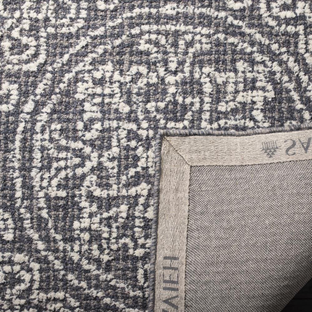Gray Abstract Handmade Wool Rectangular Area Rug 5' x 8'