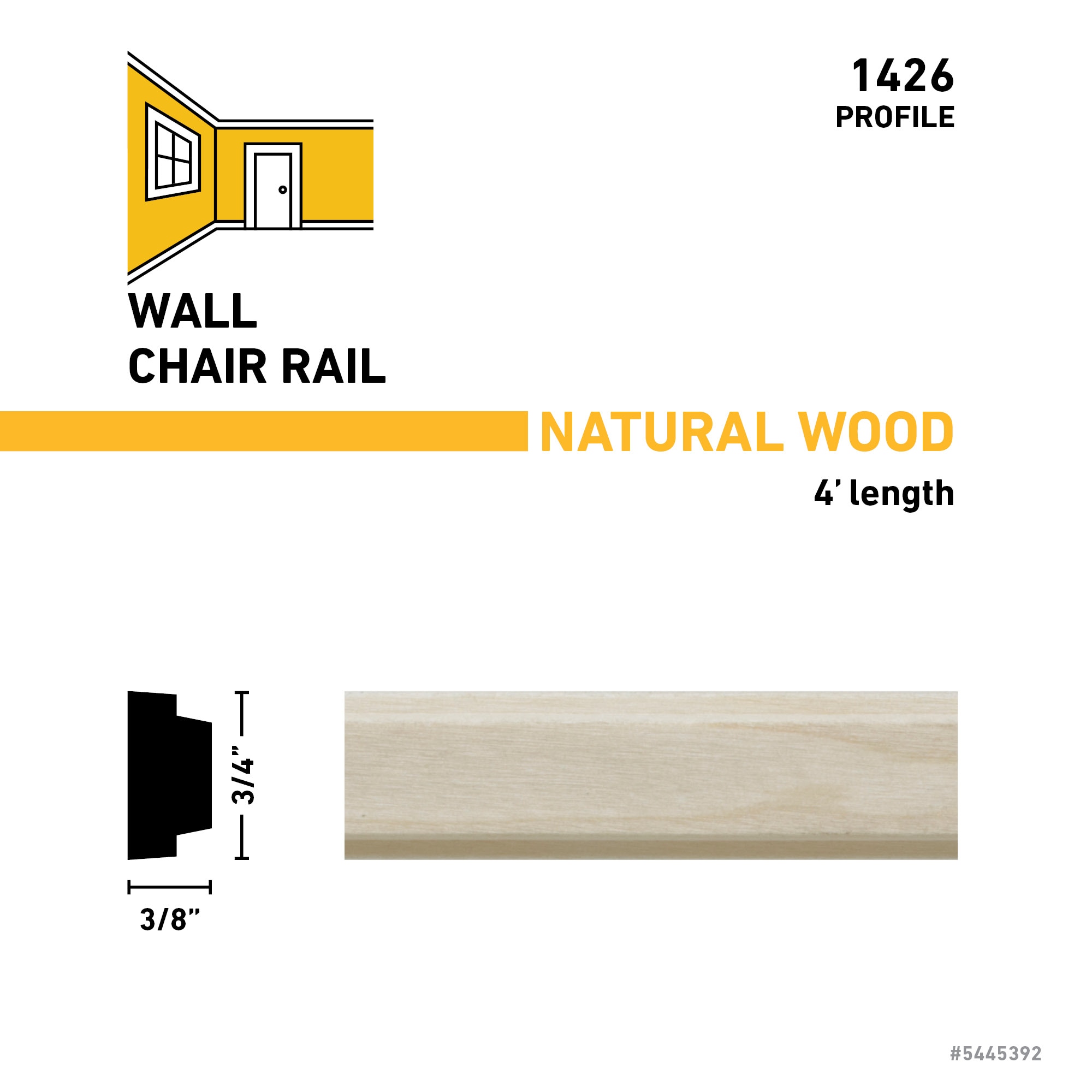 Ornamental Mouldings 1426-4WHW Chair-Rail-Moulding - View #3