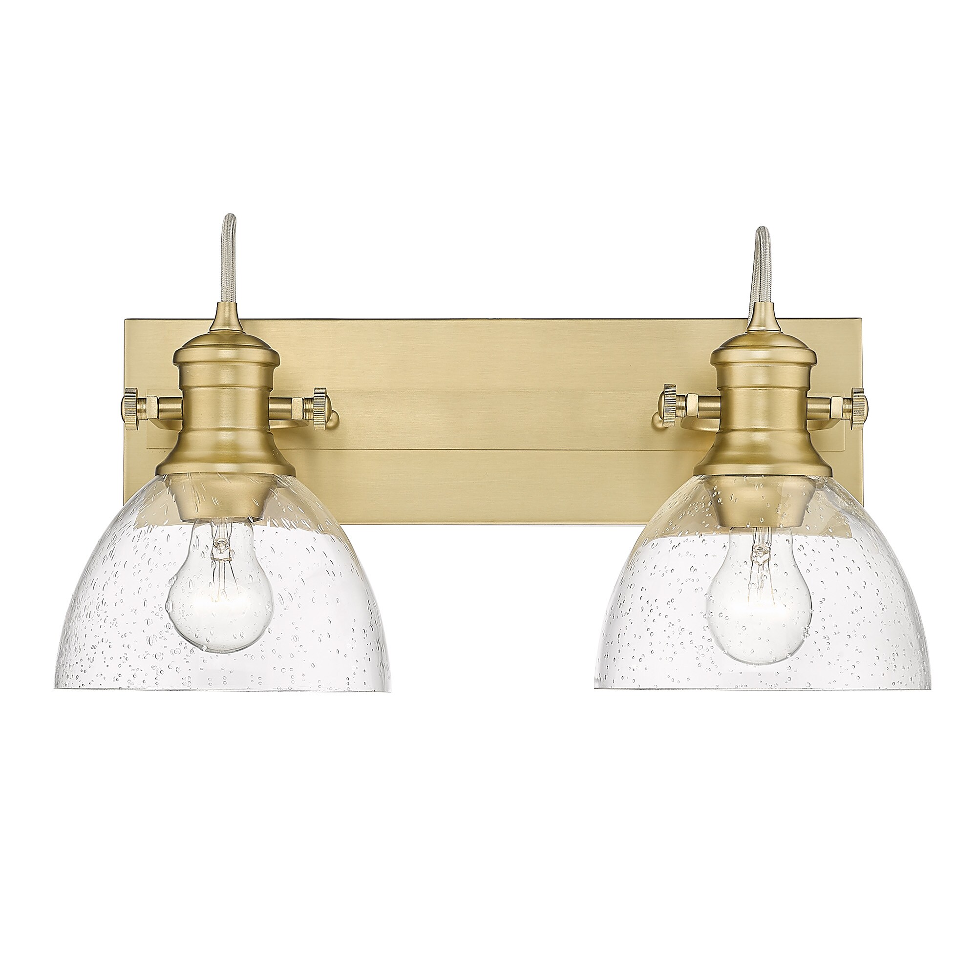 Hines 17.88 in. Brushed Champagne Bronze Semi-Flush Mount with Seeded Glass