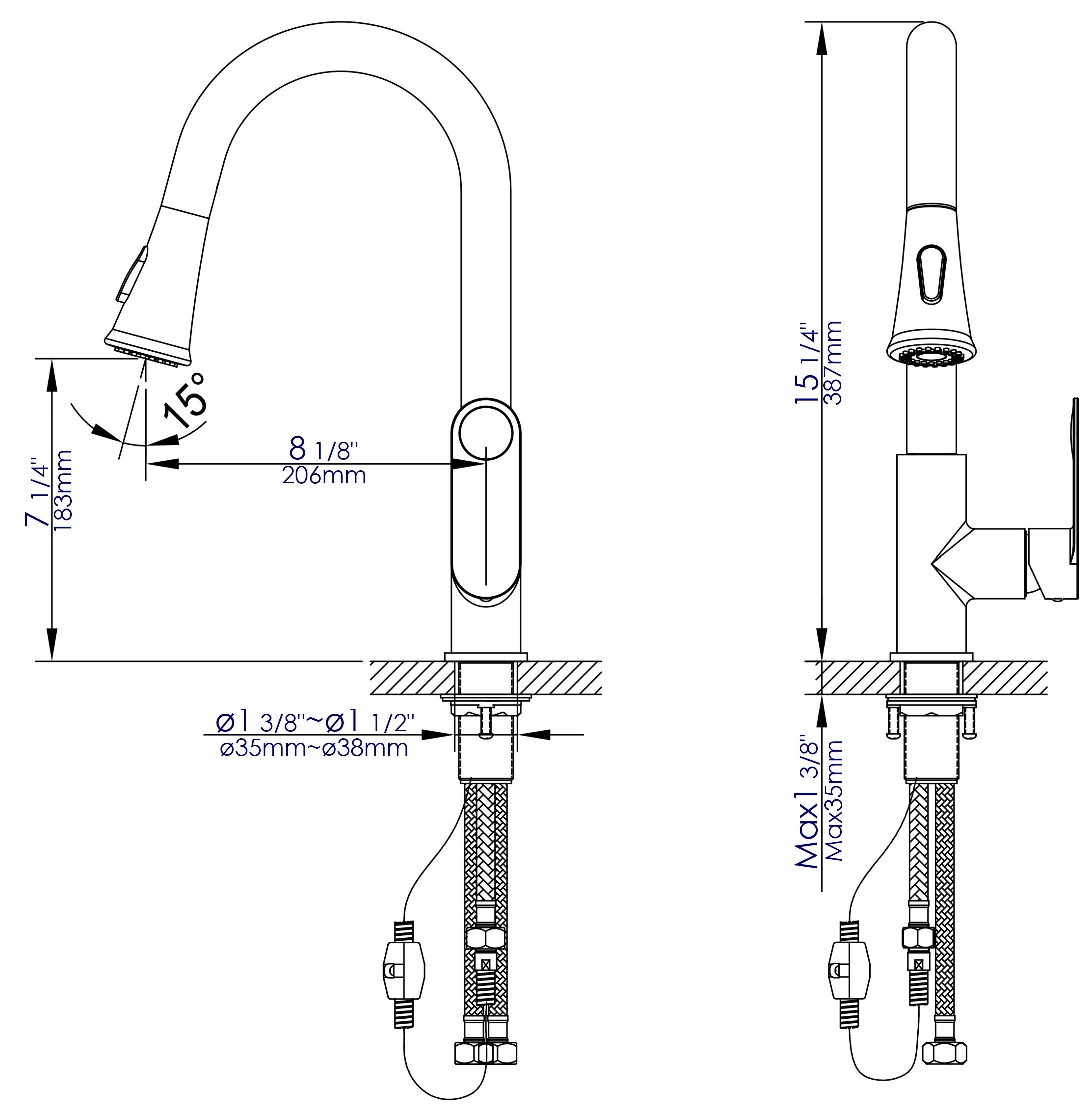 Brushed Nickel Gooseneck Pull Down Kitchen Faucet