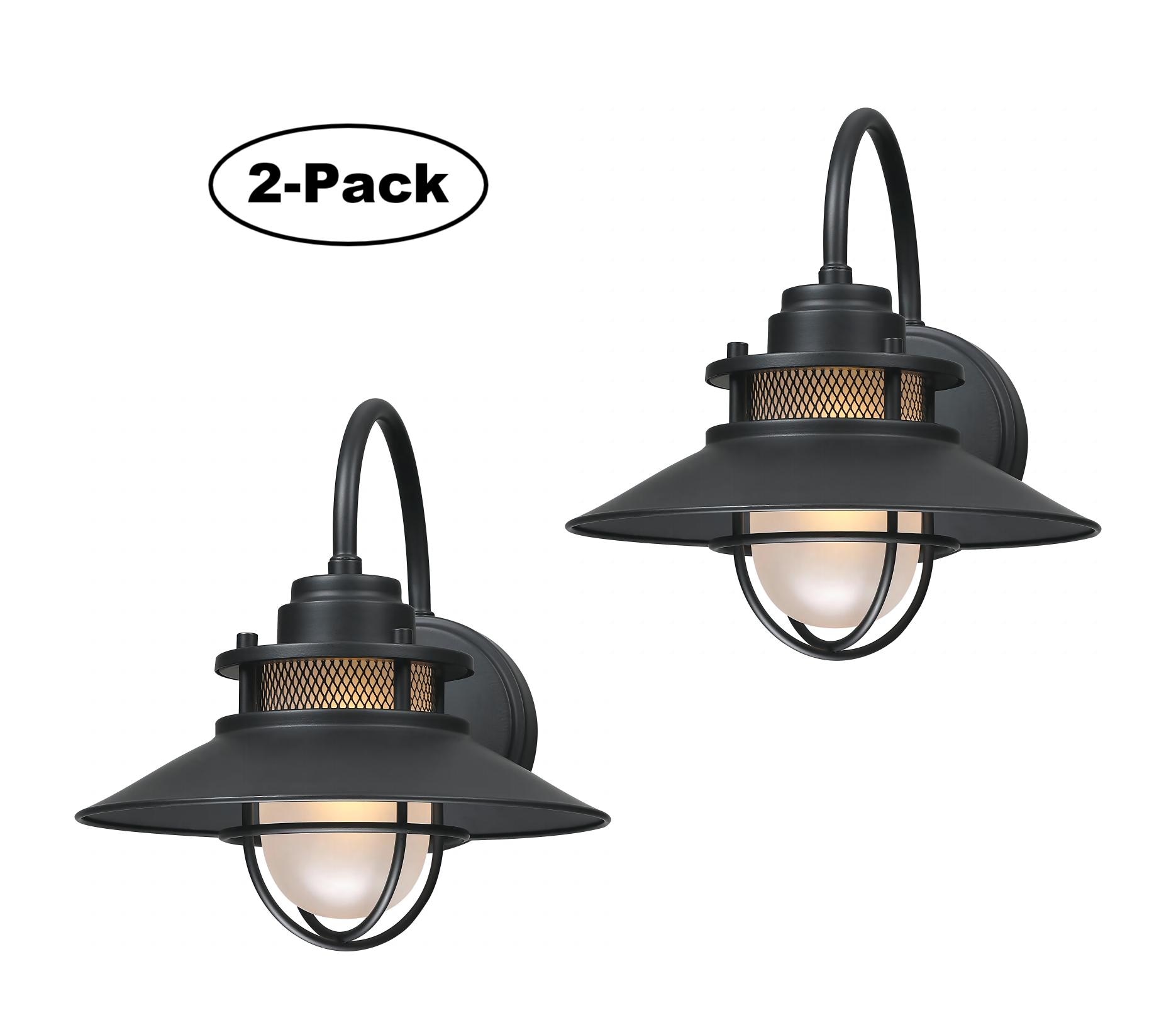 Hukoro 2F14262 2 -Pack 2 -Light 11-in H Matte Black Hardwired Outdoor Wall Light