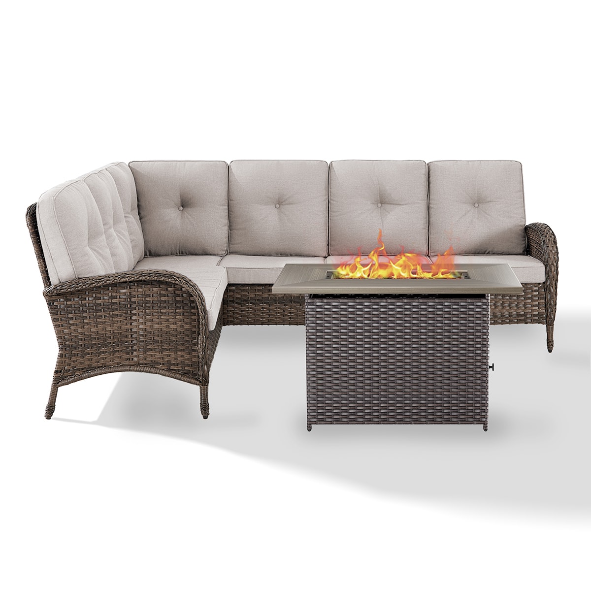 Rilyson FS130144-2 KEY WEST 2 -Piece Woven Patio Conversation Set with Off-white Cushions