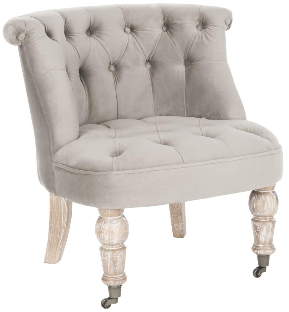 Mushroom Tufted Barrel Accent Chair with Wood Legs