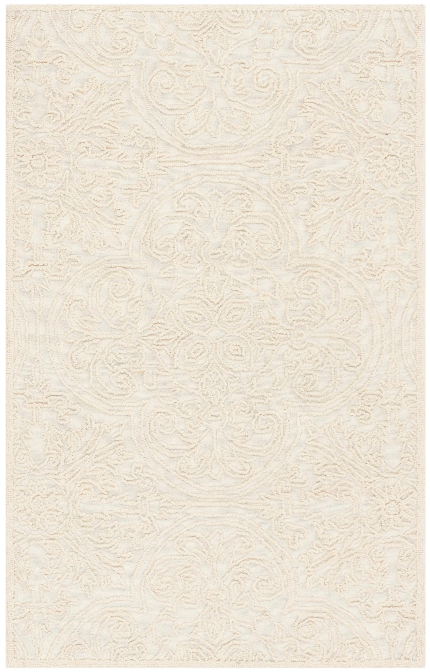 Safavieh TRC101C-24 Trace Burton 2 x 4 (ft) Tufted Wool Ivory Rectangular Indoor Floral/Botanical Bohemian/Eclectic Throw rug