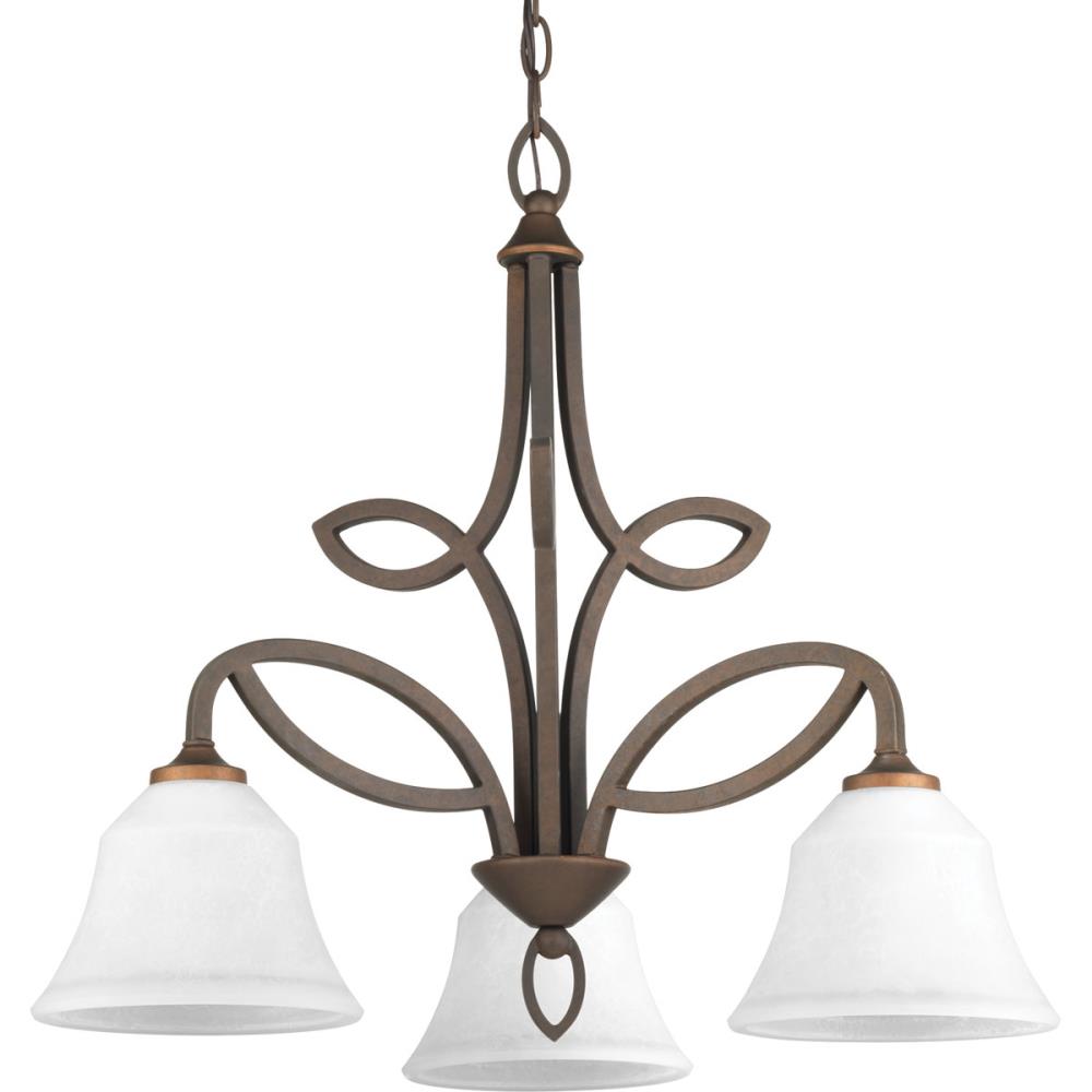 Progress Lighting P4736-102 Monogram 3-Light Roasted Java Traditional Chandelier