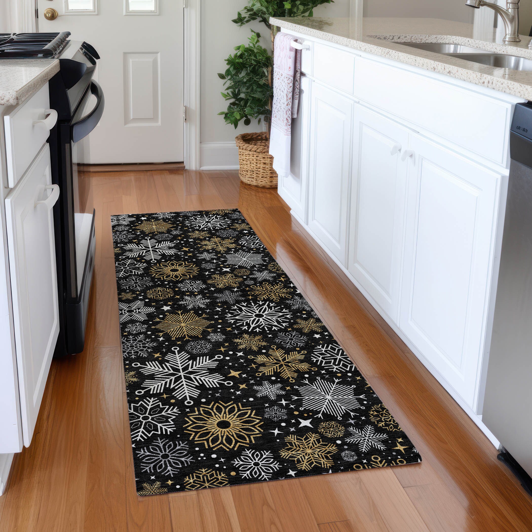 Addison Rugs ACN1823BK2X8 Chantille ACN1823BK 2 x 7 (ft) Loomed Polyester Black Rectangular Indoor/Outdoor Machine washable Area rug