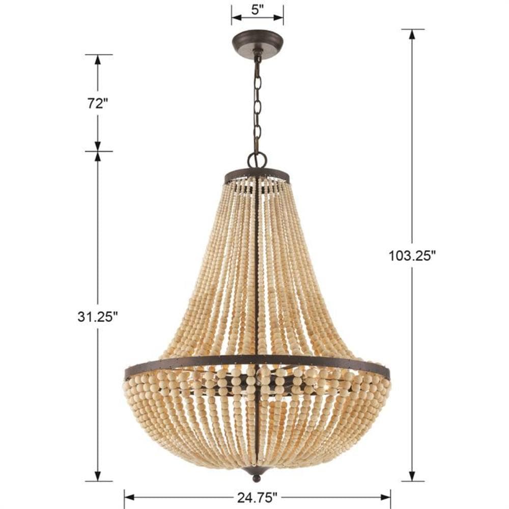 Crystorama Rylee 8-Light Matte Bronze Rustic Damp Rated Chandelier in ...