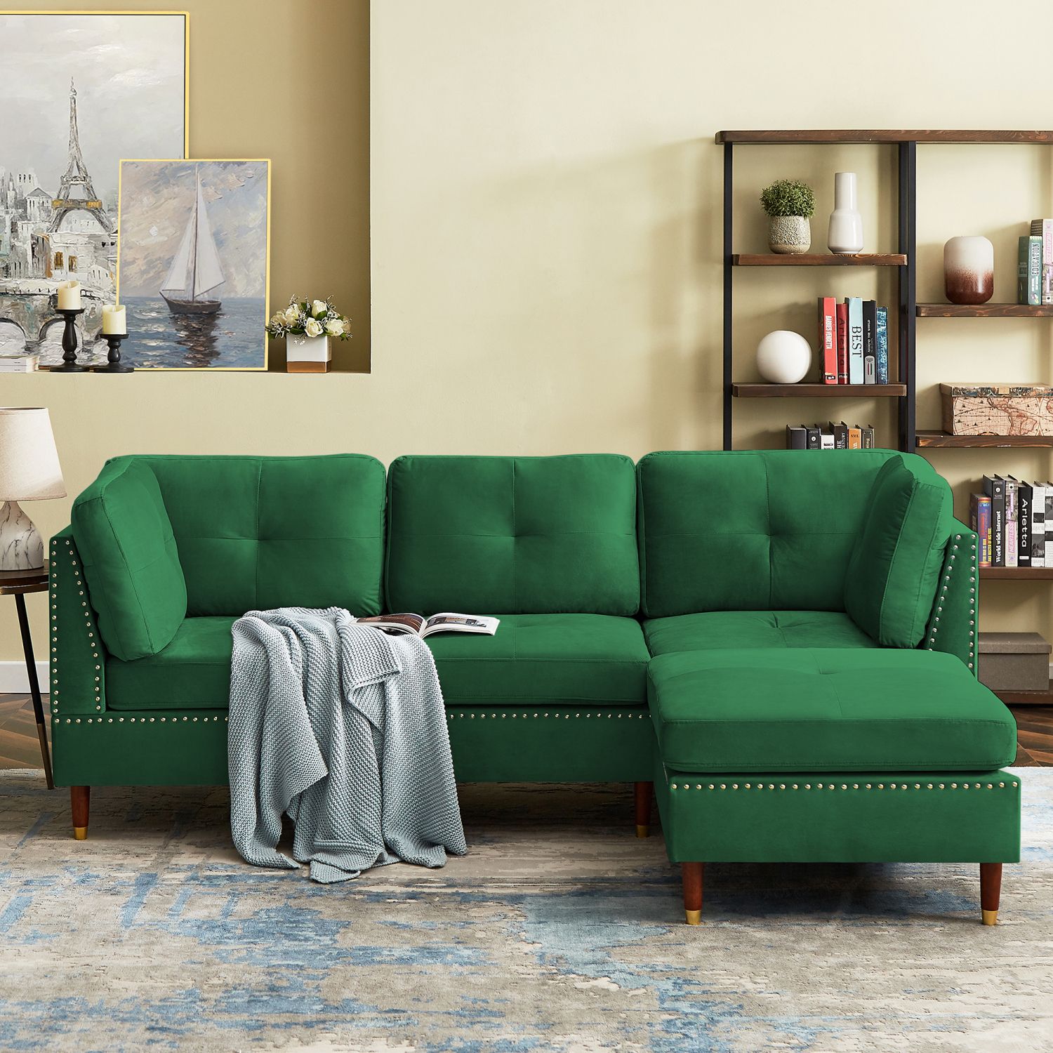 JASMODER W588S00031 58.27-in Modern Green Polyester/Blend Sofa