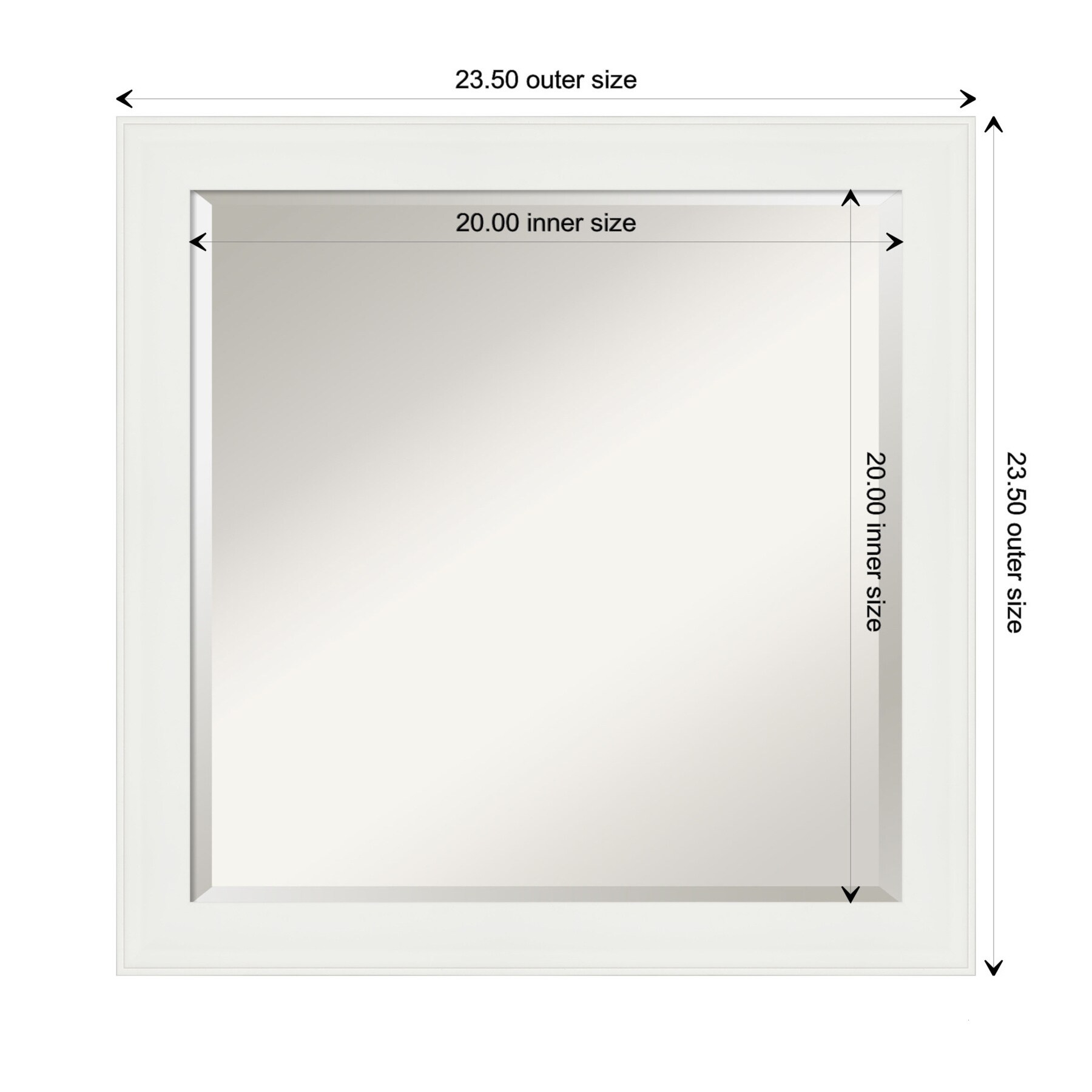 Vanity White Beveled Rectangular Bathroom Wall Mirror 30x30