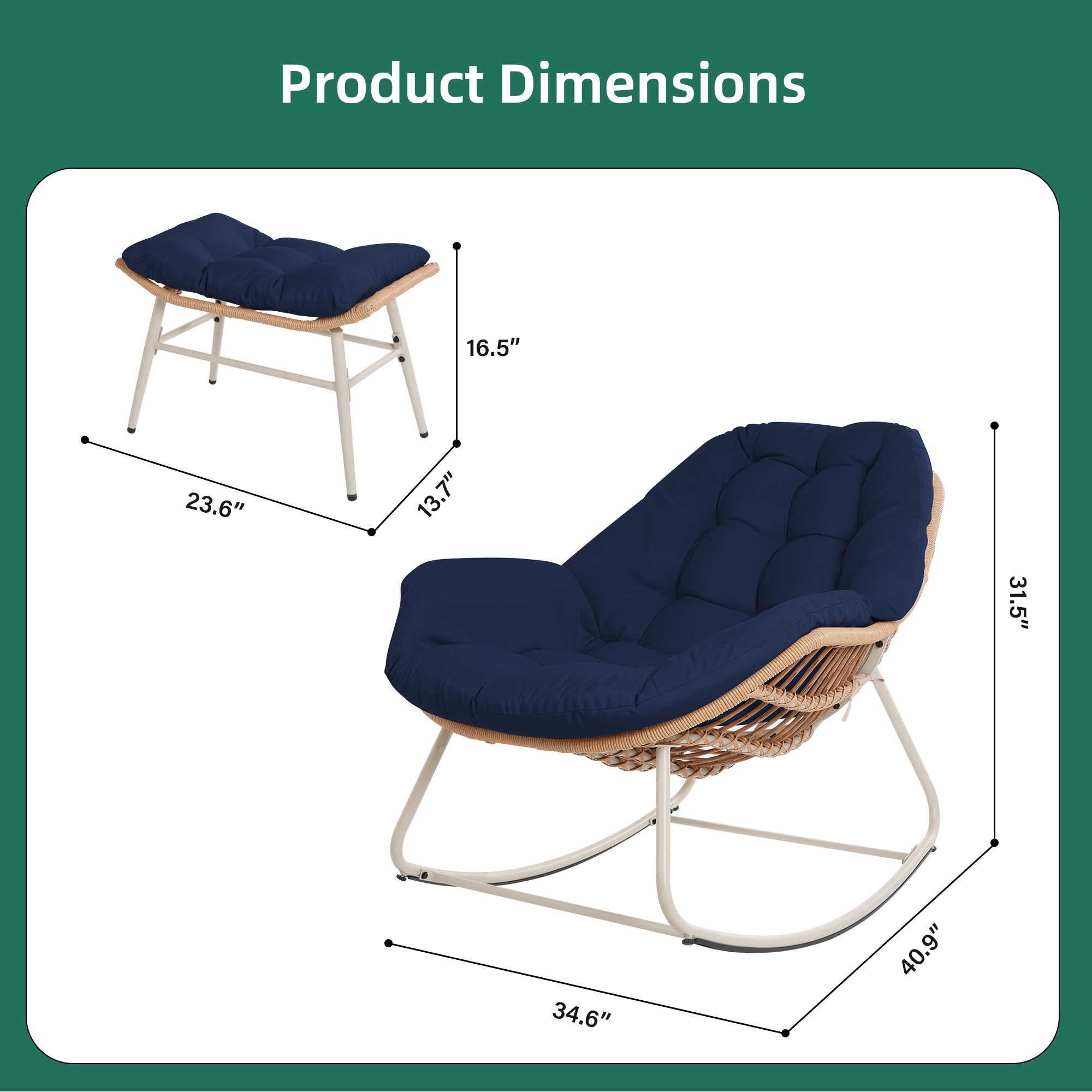 UPHA Y10BE-AB-BLUE Patio-Chairs - View #3