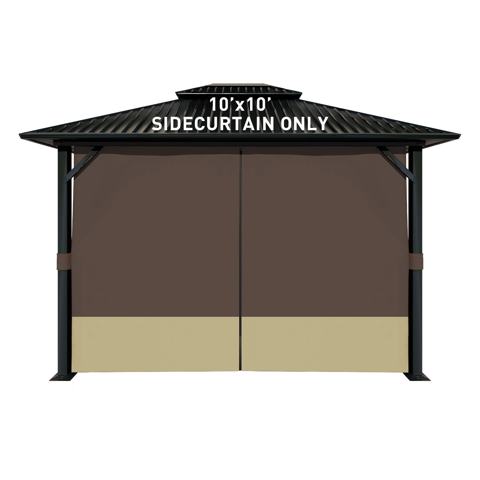 Aoodor - 10-ft x 10-ft Gazebo Universal Curtain Coffee and Khaki Gazebo curtains
