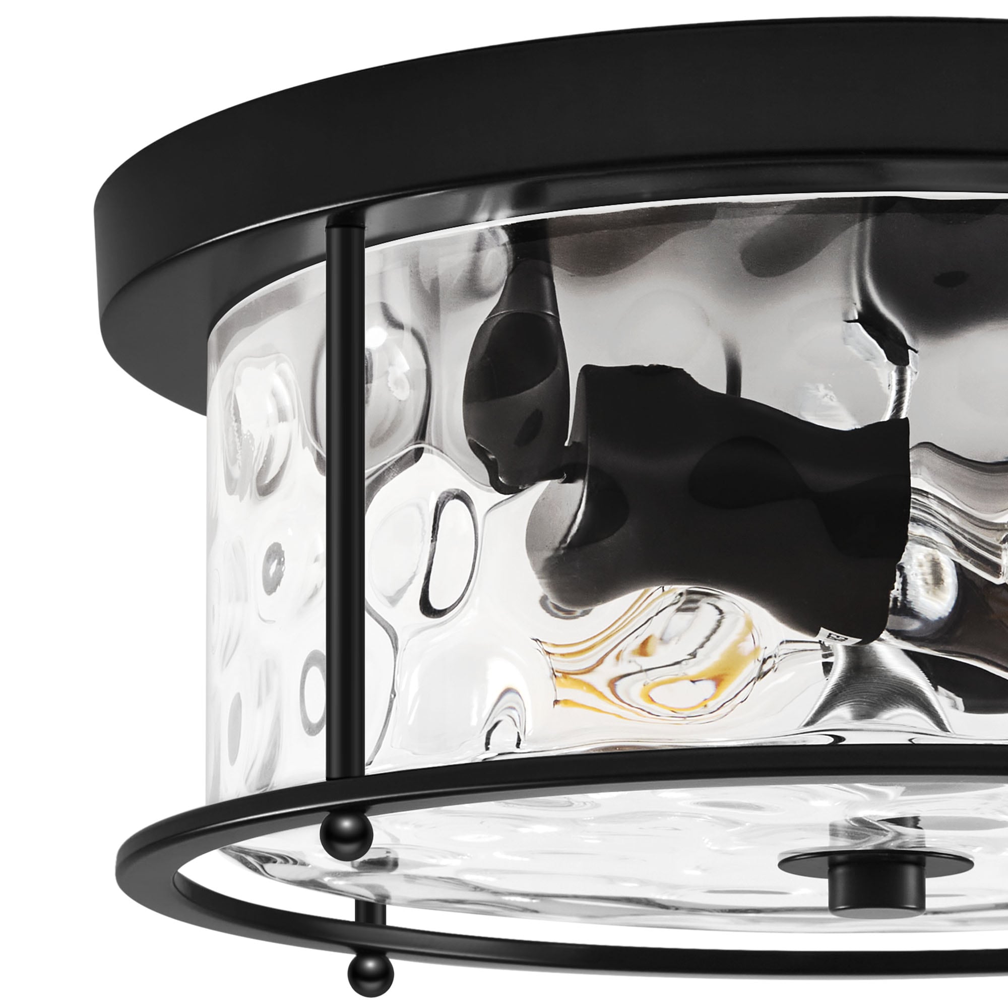 LamQee Flush Mount Ceiling Light 2-Light 12.5-in Antique Black Led ...