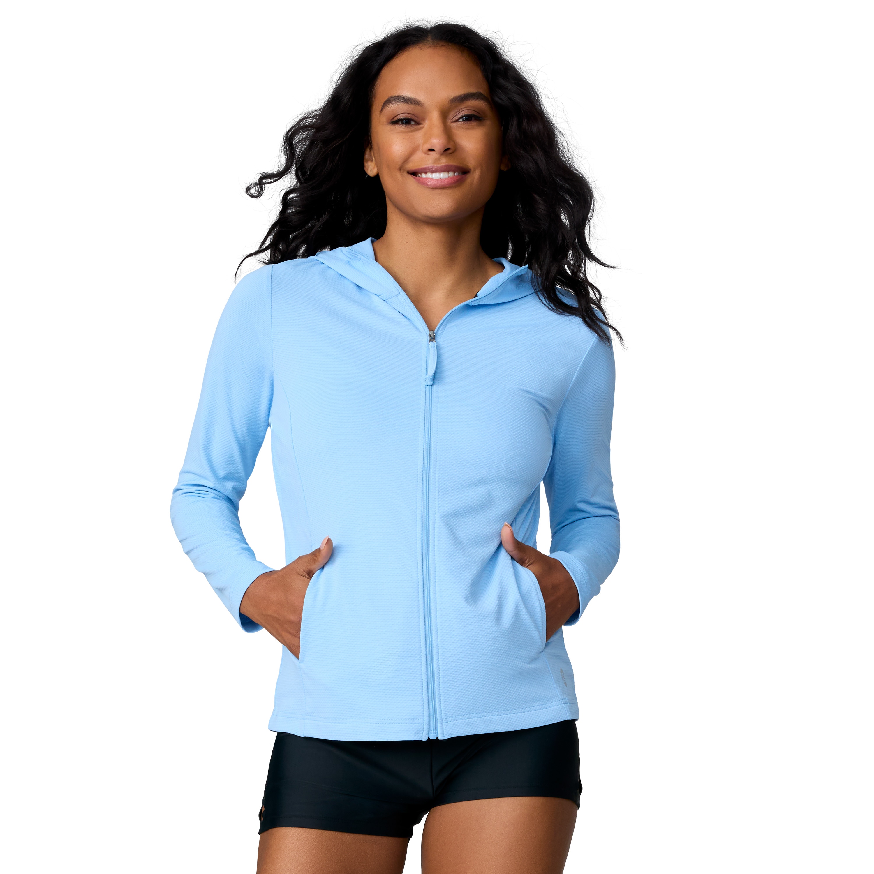 Free Country SZLSS5831 CLOUD M Women's Blue Knit Long sleeve Solid Hoodie ( Medium )