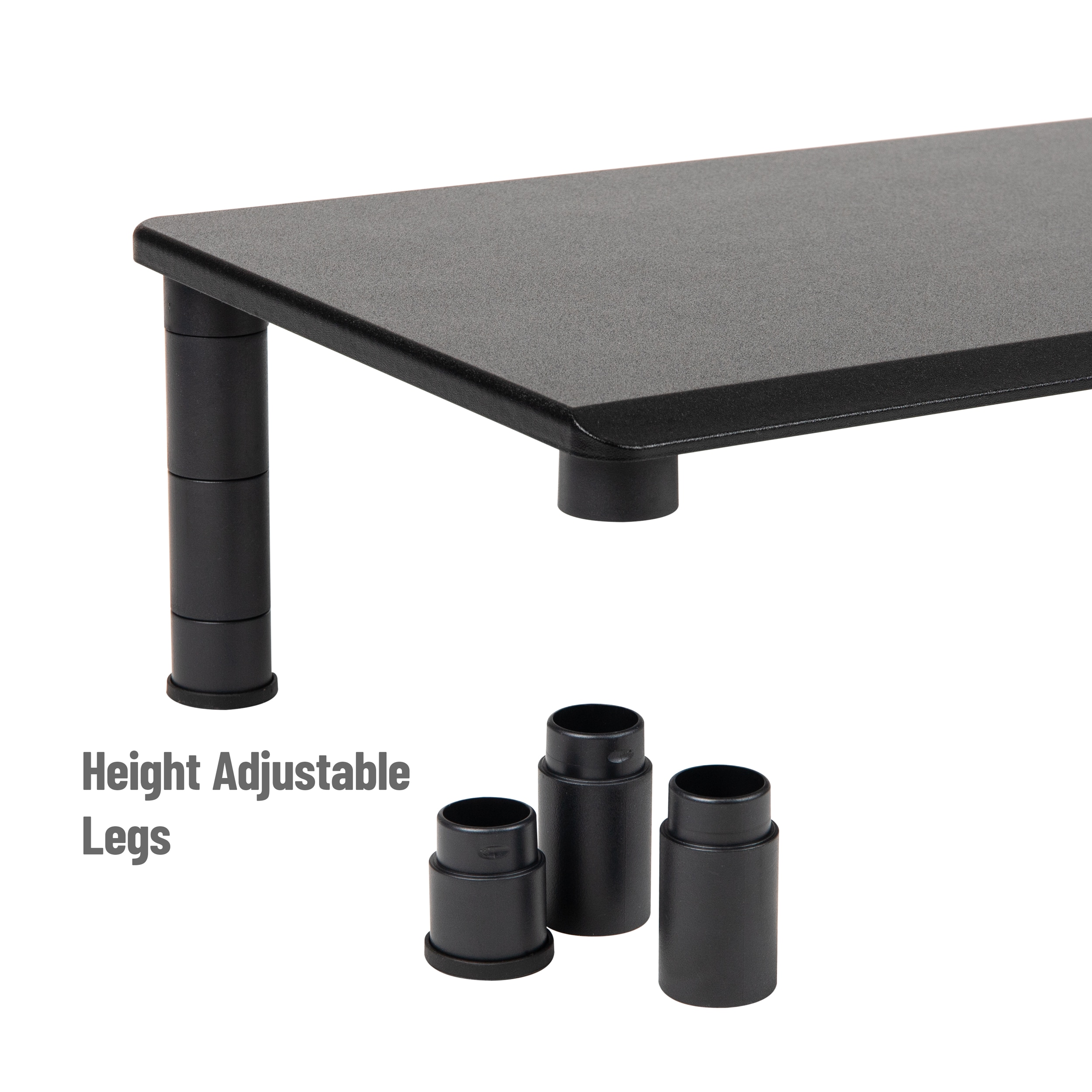 Black Adjustable MDF Dual Monitor Desktop Stand