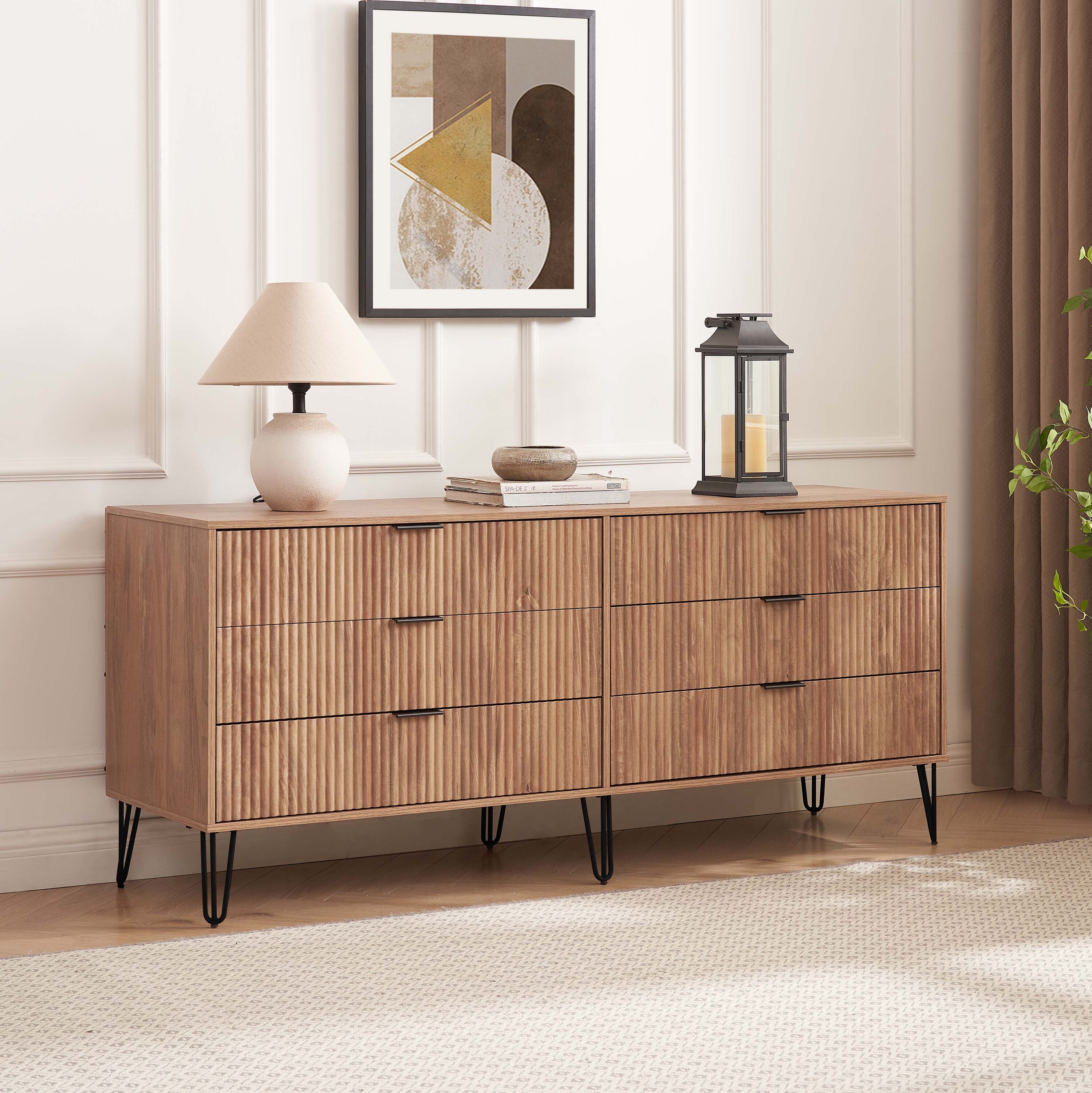 Manhattan Comfort DR003-GB Golden Brown 6 -Drawer Standard dresser
