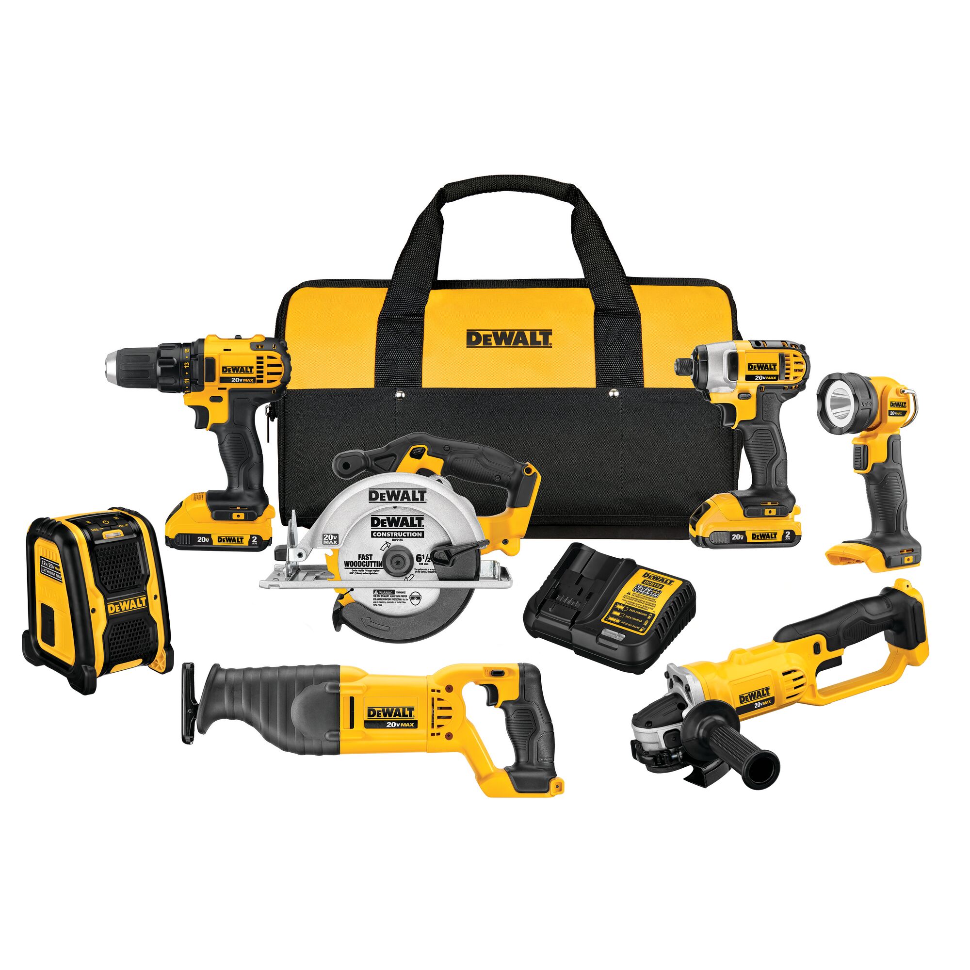 DEWALT 7-Tool 20-Volt Max Power Tool Combo Kit Soft Case and charger Included) in the Power Tool Combo Kits department at Lowes.com