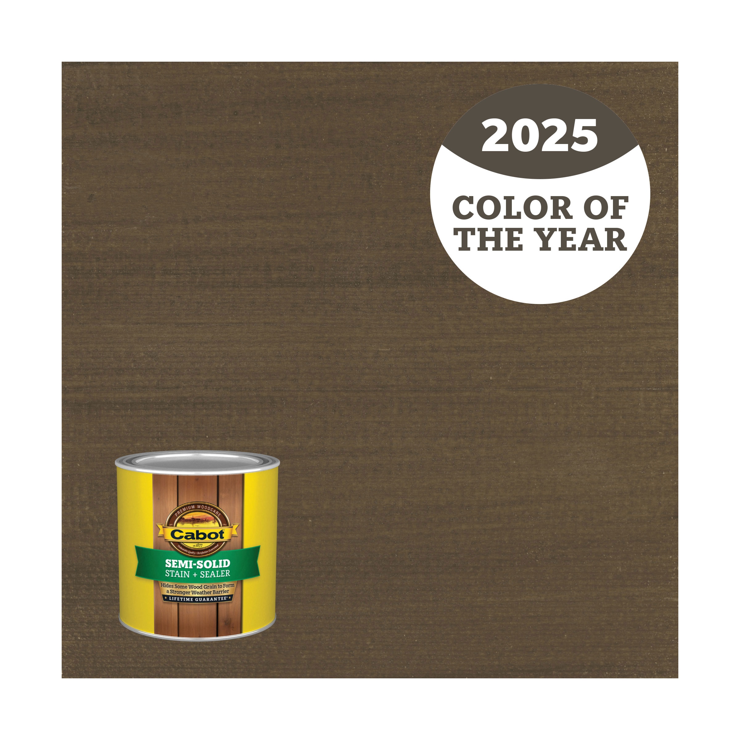 Cabot BRNT HCKORY-1614377 2025 Color of the Year Burnt Hickory Semi-solid Exterior Wood Stain and Sealer in One ( Half-pint )