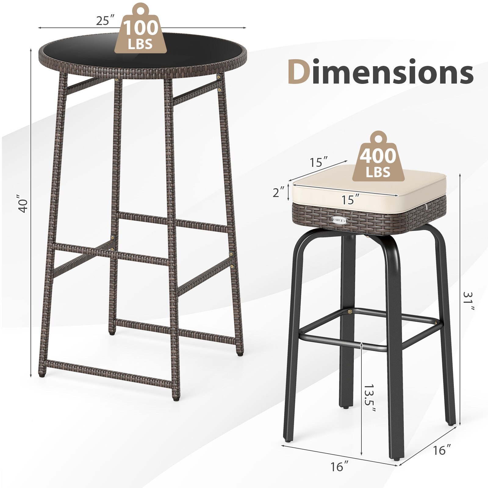 YERIVA O74917WHDH Patio-Dining-Sets - View #6