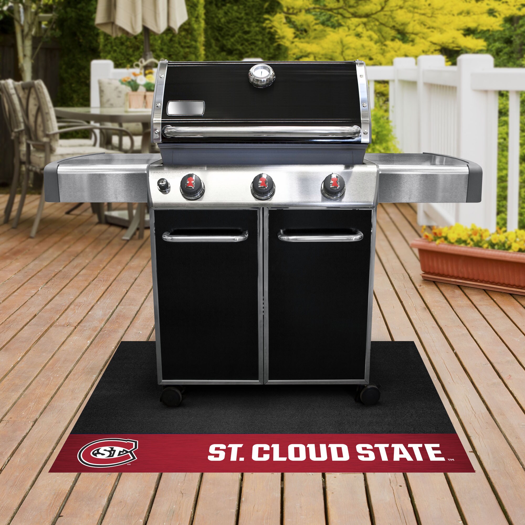 FANMATS 20725 St. Cloud State Huskies Grill Mat Black Vinyl Rectangular Grill Mat