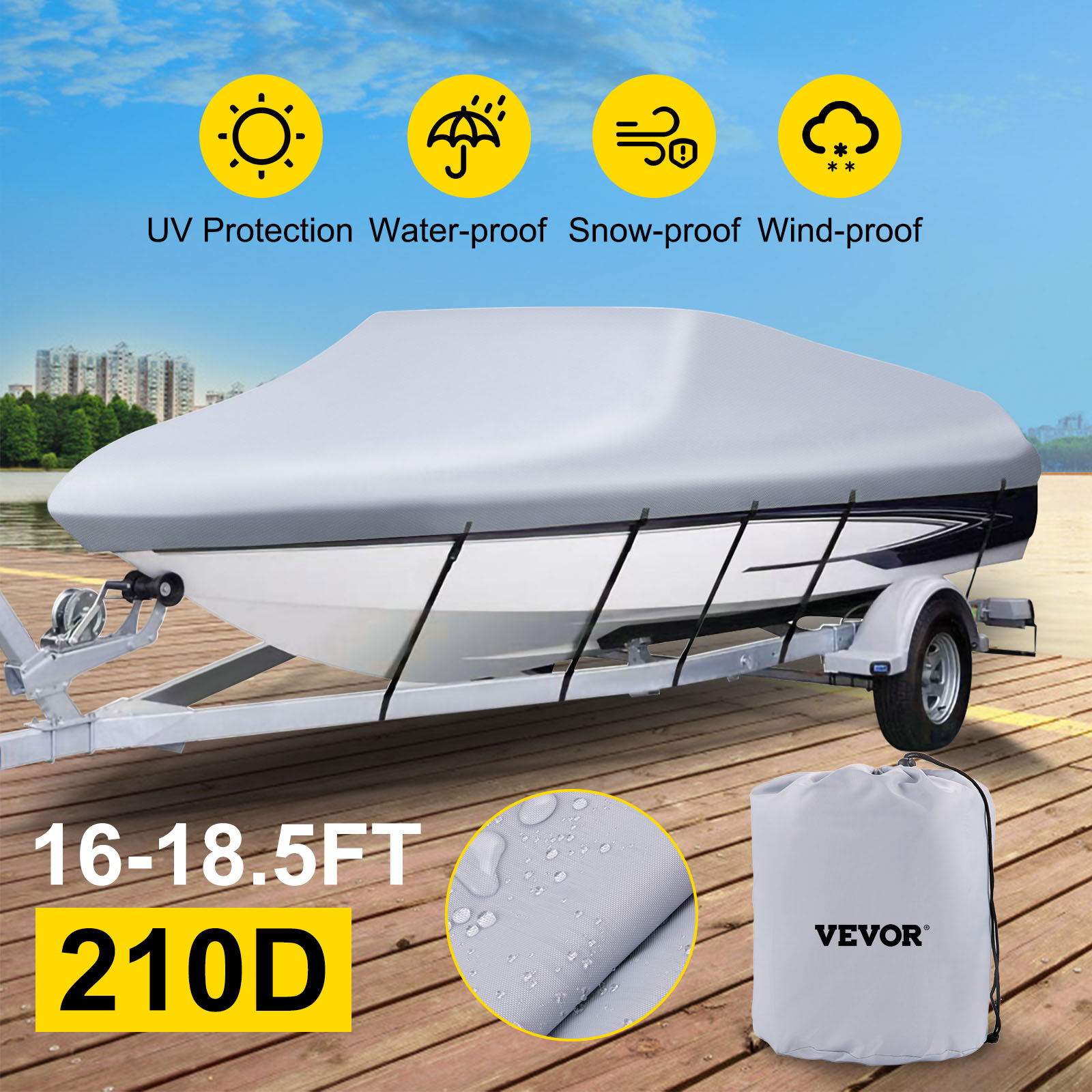 Waterproof Boat Folding Seat Cover Heavy-Duty Trailerable Fishing