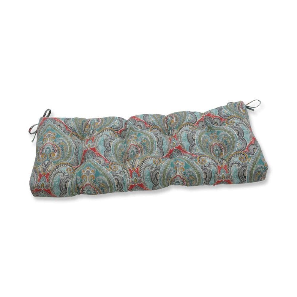 Pillow Perfect 656595 Pretty Witty Reef 44-in x 18-in Blue Patio bench cushion