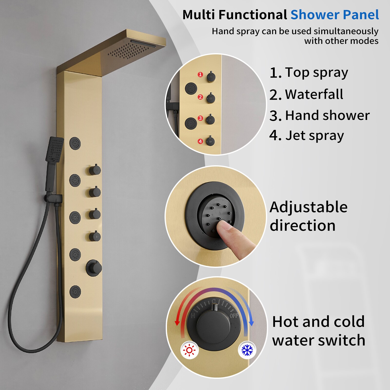 BWE YTP02-BGK Showerhead-Bar-Panels - View #7