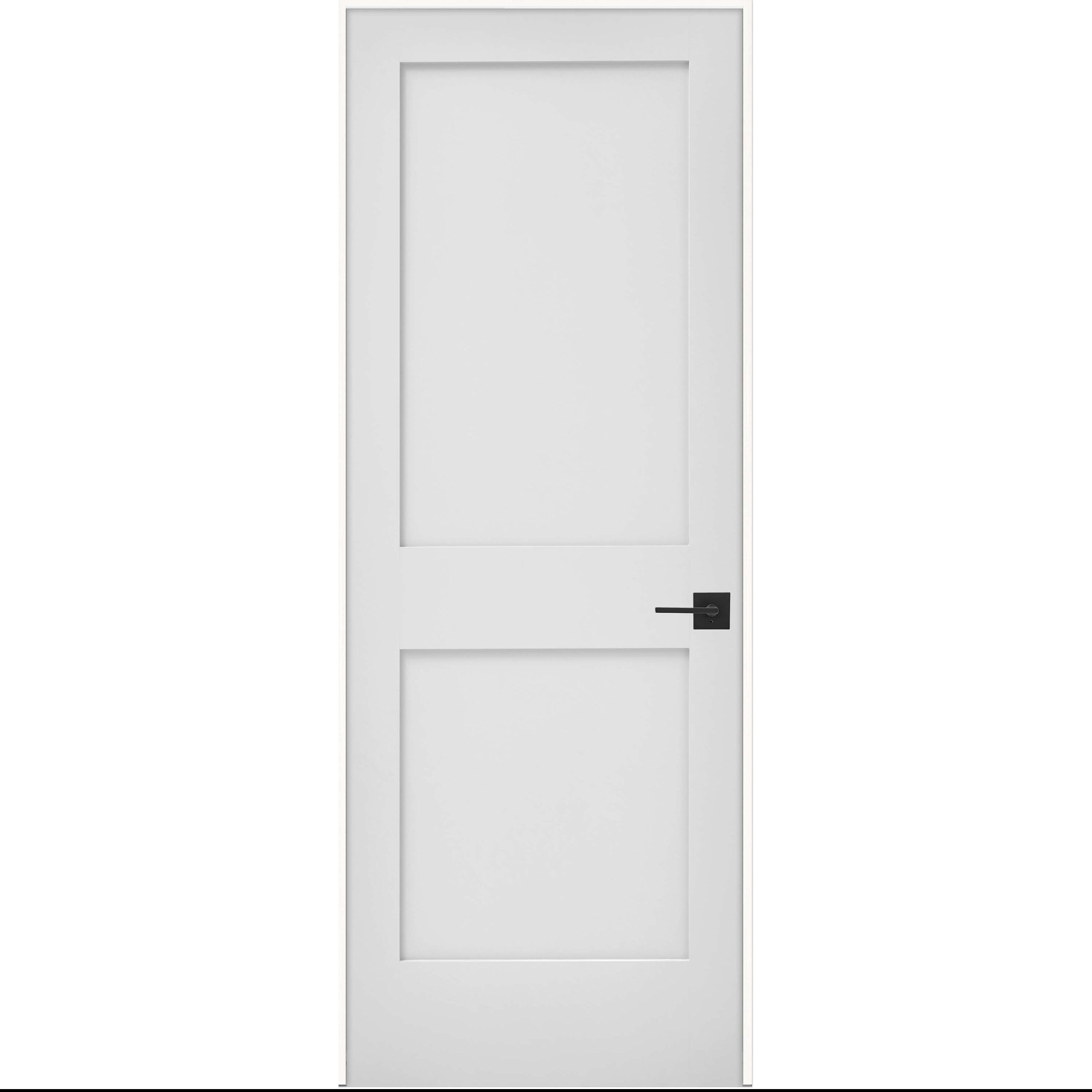JELD-WEN LOWOLJW249800081 30-in x 80-in Primed Solid core 2-panel square Left hand Smooth Primed MDF Flat Jamb Single Prehung Interior Door