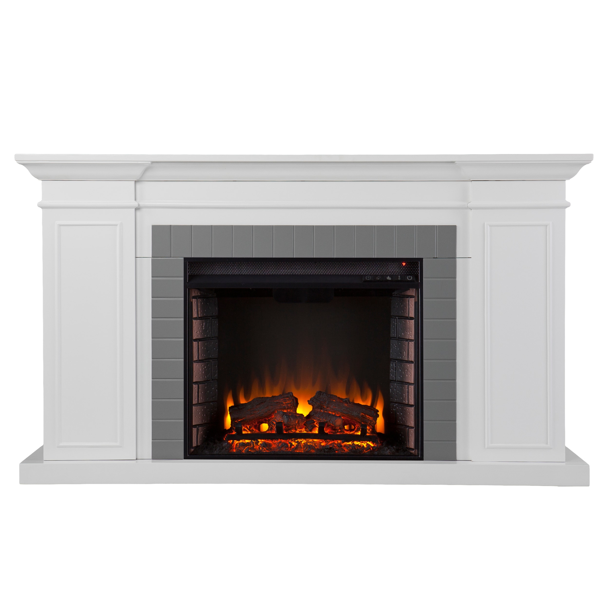 Southern Enterprises FE1154359 54.75-Inches W White and gray Free standing Fan-forced Flat wall Electric Fireplace with Remote Control Included