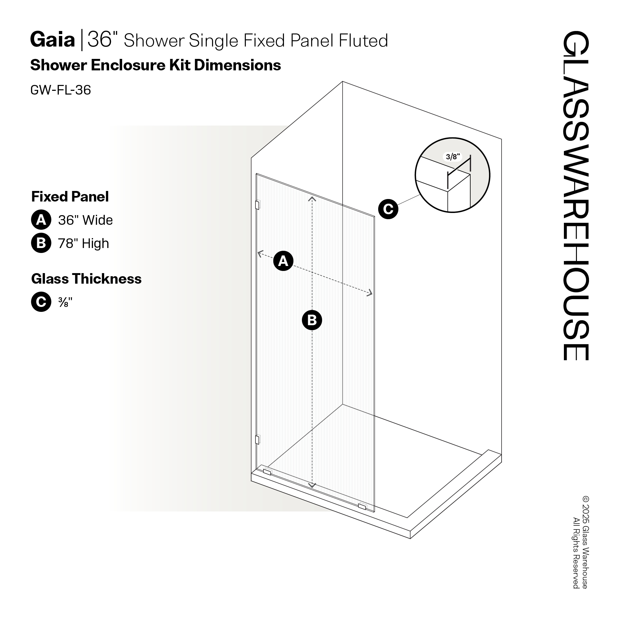 Glass Warehouse GW-FL-36-MB Shower-Doors - View #7