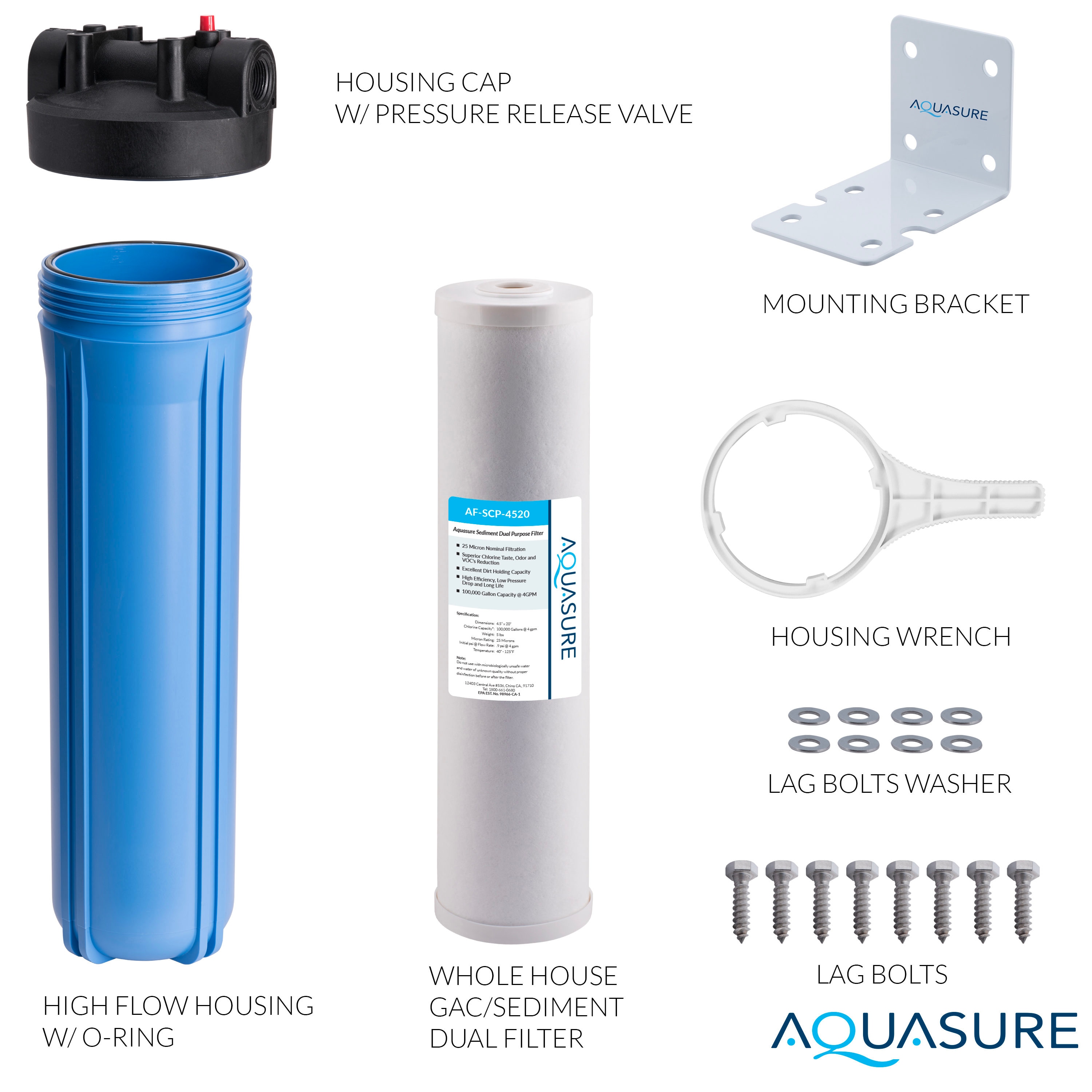 High-Flow Whole Home Water Filter System with Pressure Release Button