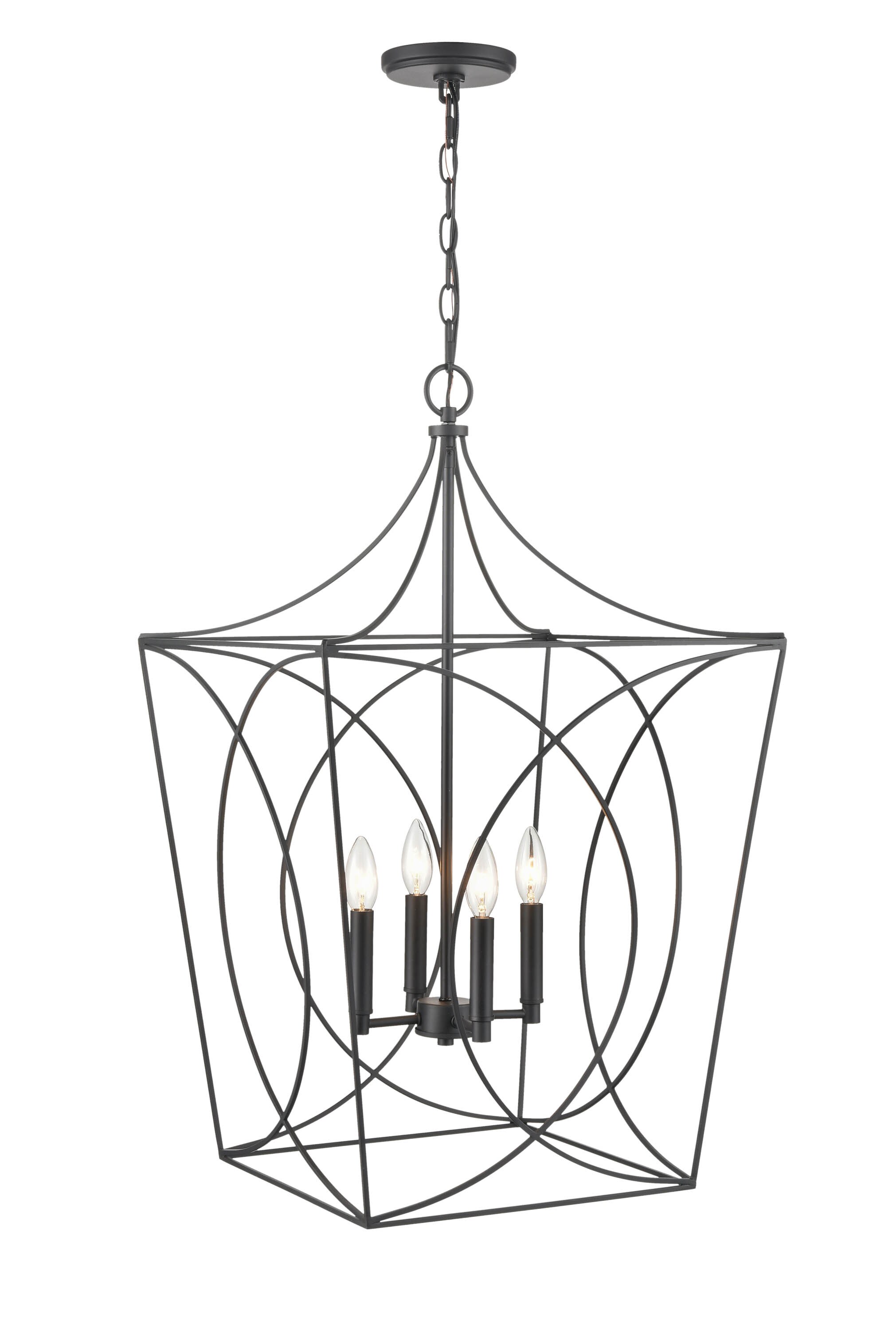 Millennium Lighting 4000-MB Tracy 4 -Light Matte Black Glam Globe Medium Hanging Pendant light