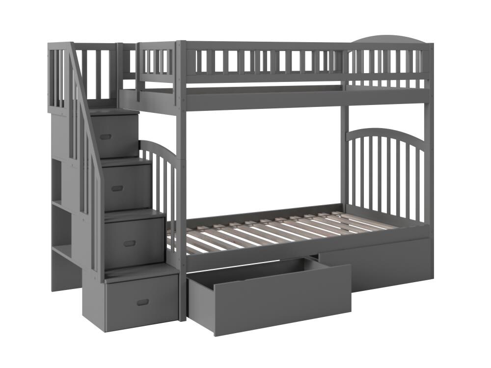 Atlantic Furniture Westbrook Staircase, Pierre Twin Over Full Bunk Bed With Storage
