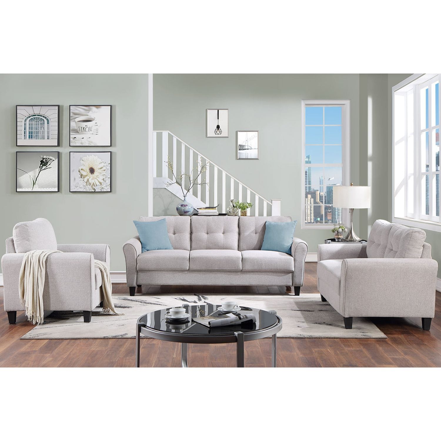 JASMODER SG000690AAR 30.00-Inches Modern LIGHT GREY Sofa