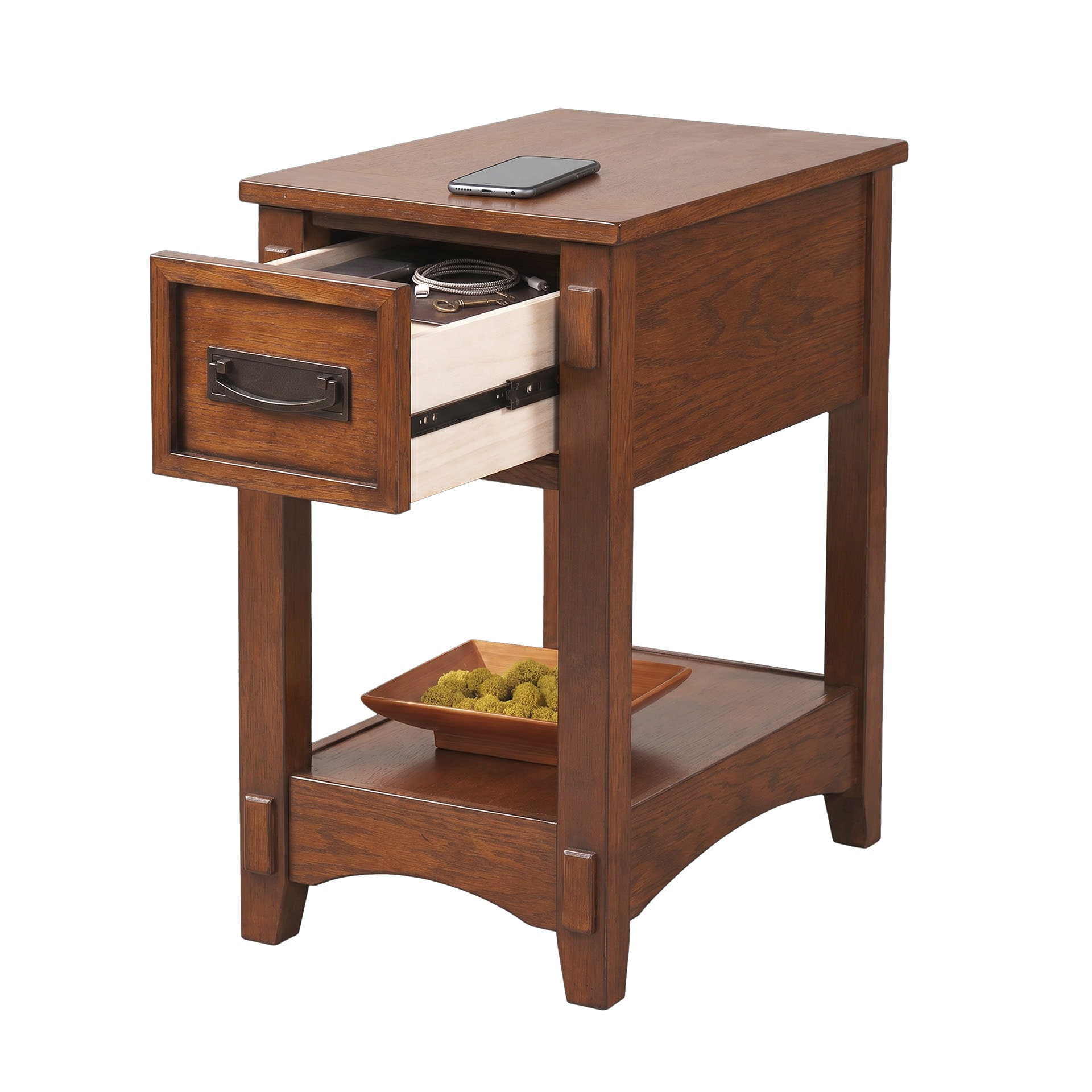 Signature Design by Ashley Breegin Brown Hand Finished Chairside End Table with Drawer and Shelf
